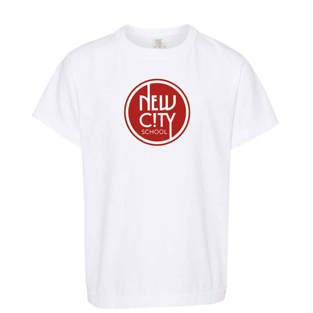 New City School - Red Circle Print  -Comfort Colors Youth Heavyweight Tee