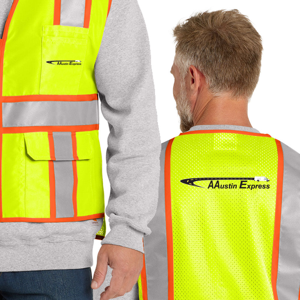 Aaustin  Printed CornerStone ANSI 107 Class 2 Surveyor Zippered Two-Tone Vest