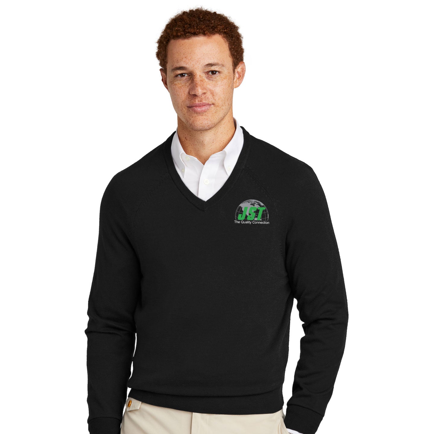 JST - Brooks Brothers  Cotton Embroidered V-Neck Sweater