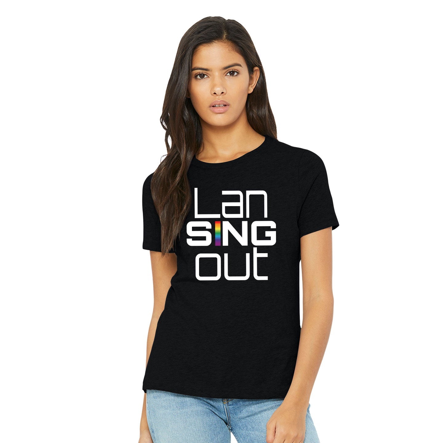 LanSINGout - Stacked Logo Printed Women's Bella+Canvas Blend Relaxed Tee