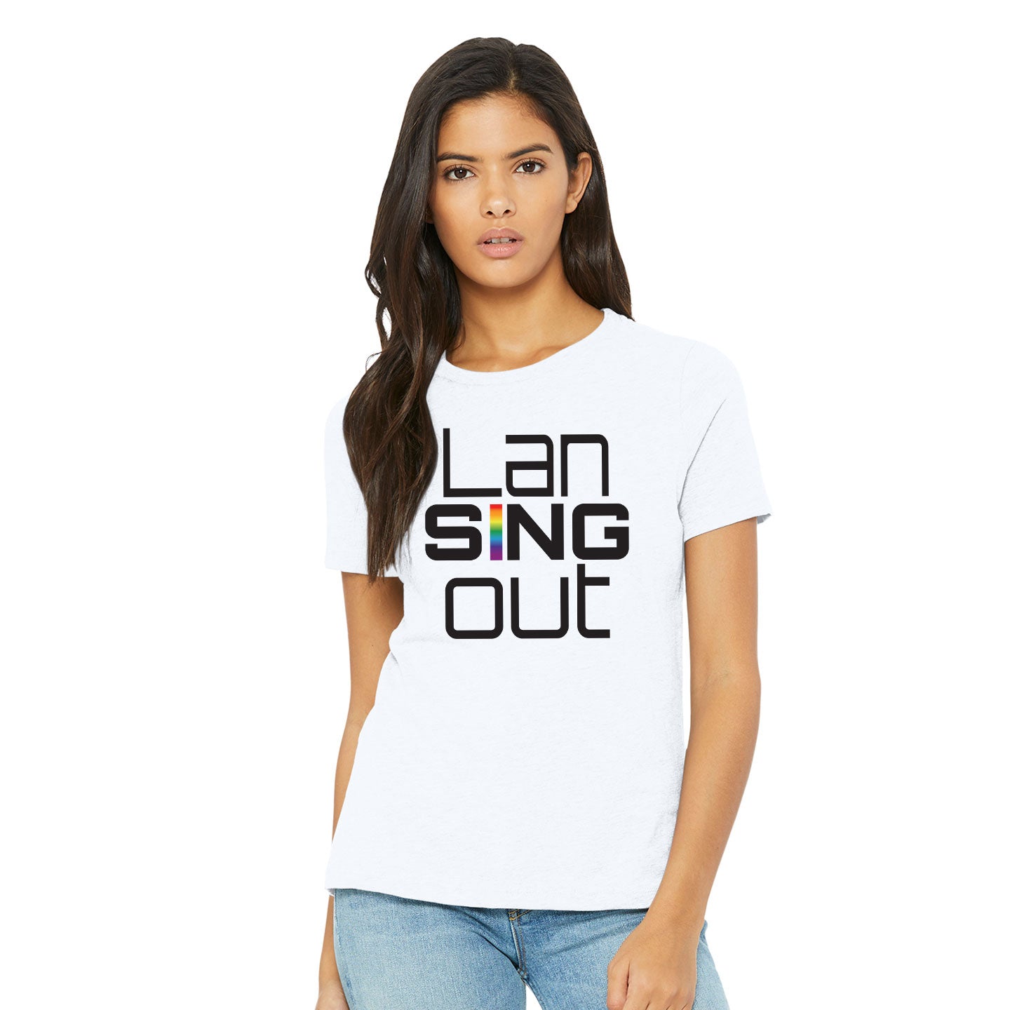 LanSINGout - Stacked Logo Printed Women's Bella+Canvas Blend Relaxed Tee