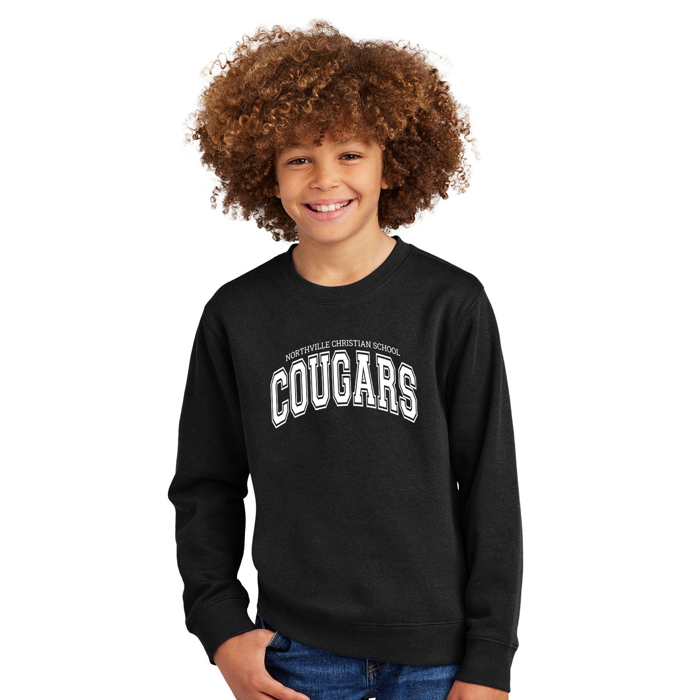 NVCS - Cougars Wordmark District Youth V.I.T. Fleece Crew