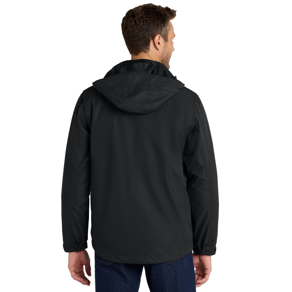 AAusten  - Embroidered Port Authority Herringbone 3-in-1 Parka