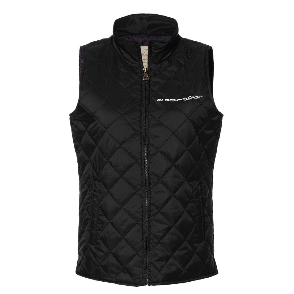 GM Freight Embroidered - Weatherproof Women's Vintage Diamond Quilted Vest