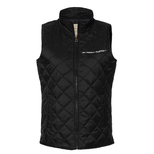 GM Freight Embroidered - Weatherproof Women's Vintage Diamond Quilted Vest