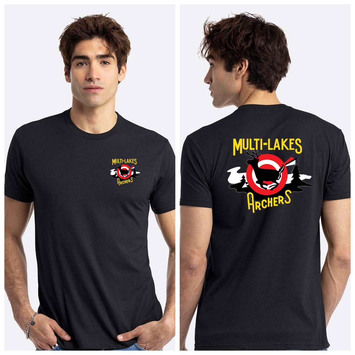 Multi-Lakes Printed Unisex Blended Comfort T-Shirt Vintage Range Front and Back Print