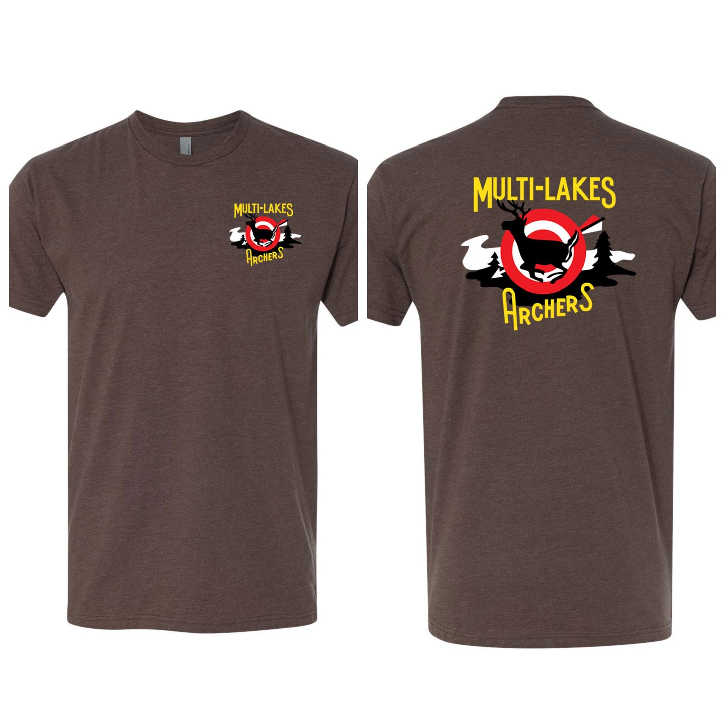 Multi-Lakes Printed Unisex Blended Comfort T-Shirt Vintage Range Front and Back Print