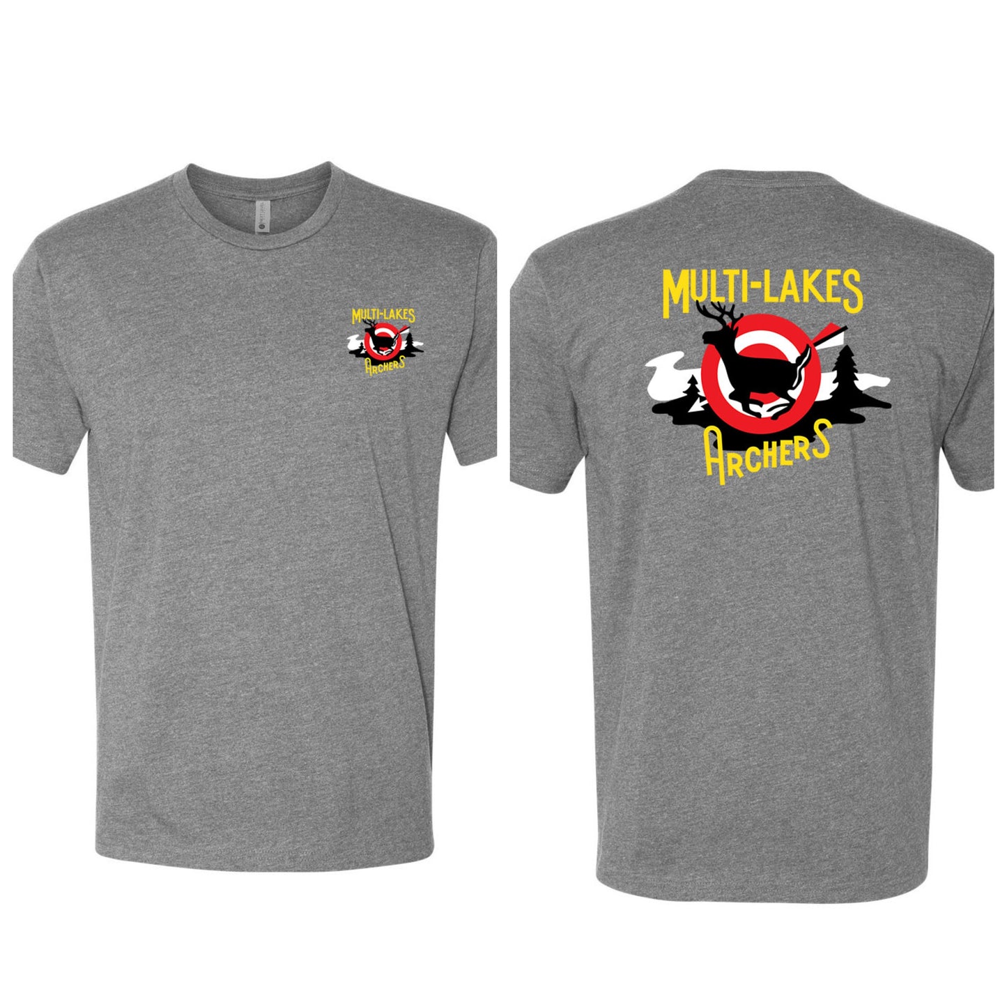 Multi-Lakes Printed Unisex Blended Comfort T-Shirt Vintage Range Front and Back Print
