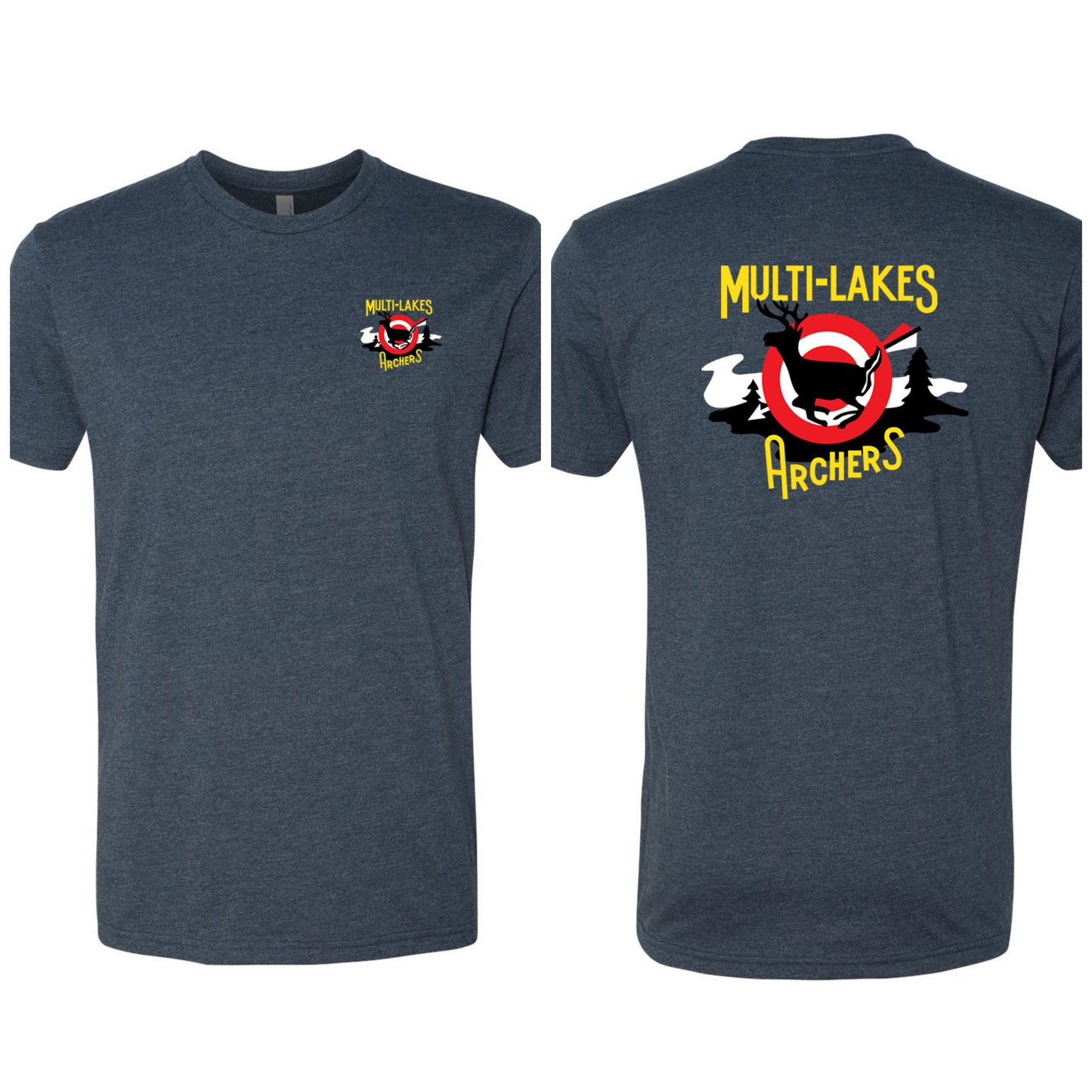 Multi-Lakes Printed Unisex Blended Comfort T-Shirt Vintage Range Front and Back Print