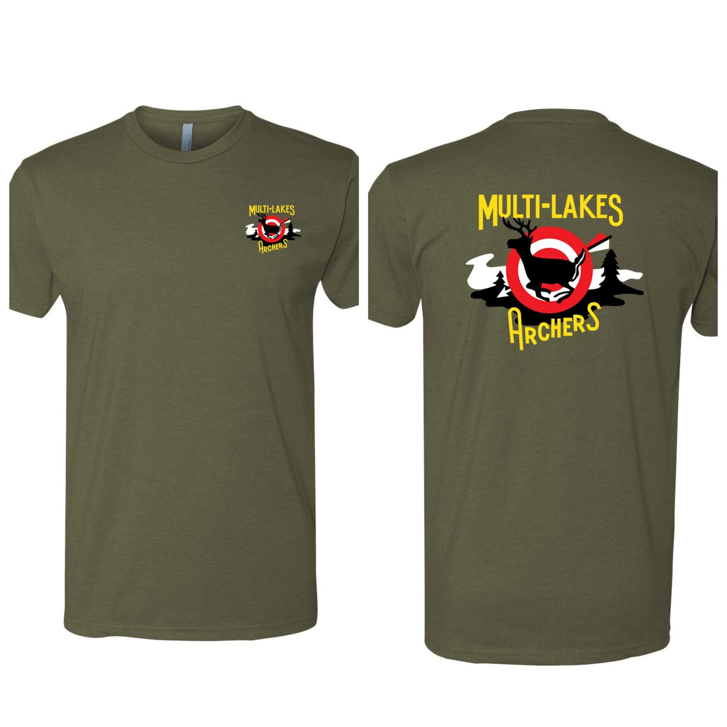 Multi-Lakes Printed Unisex Blended Comfort T-Shirt Vintage Range Front and Back Print