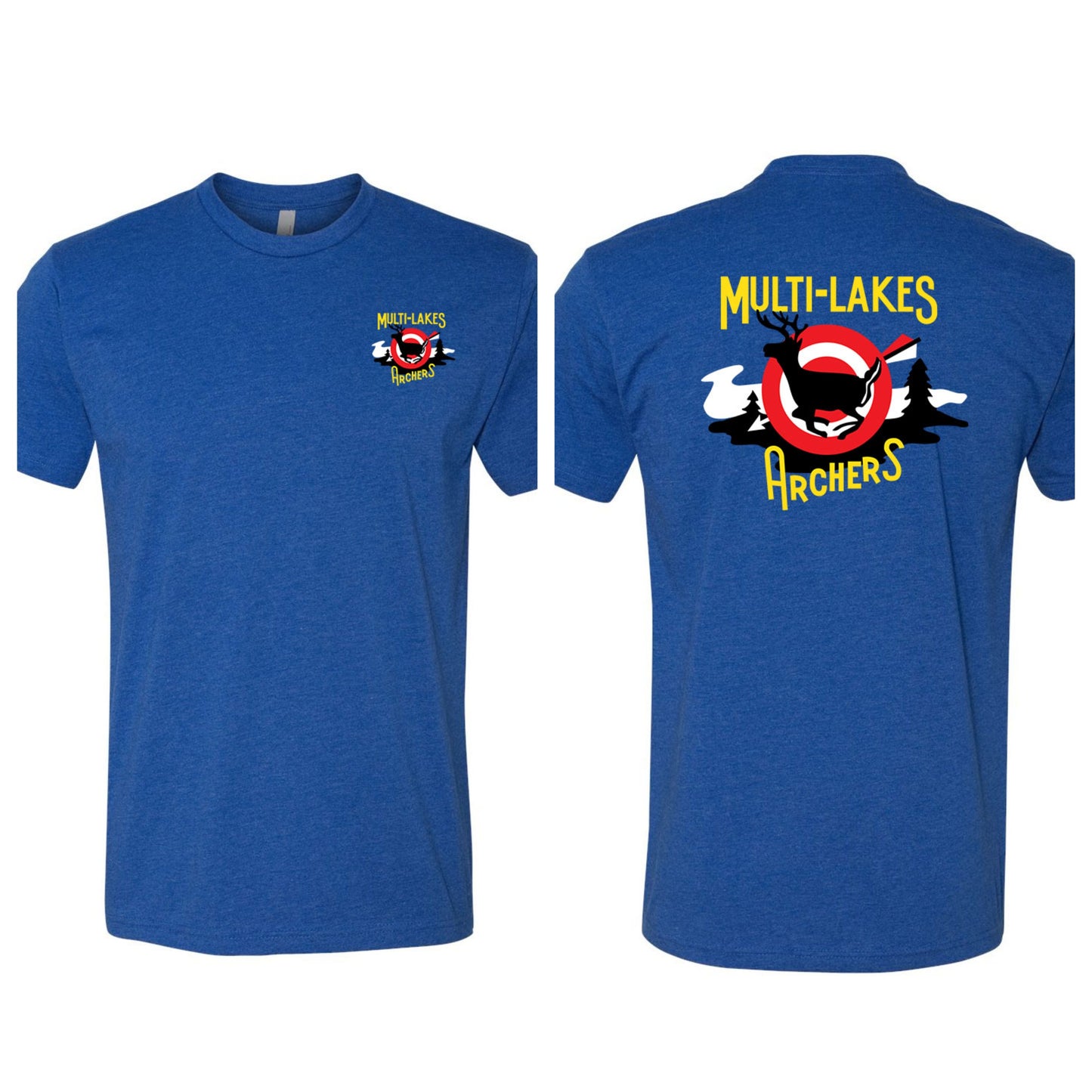 Multi-Lakes Printed Unisex Blended Comfort T-Shirt Vintage Range Front and Back Print