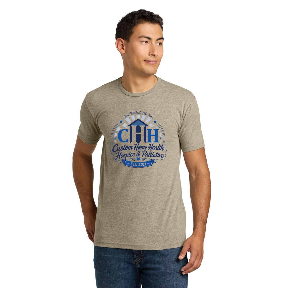 Custom Home Health - Care Feels Like Home Unisex Next Level T-Shirt