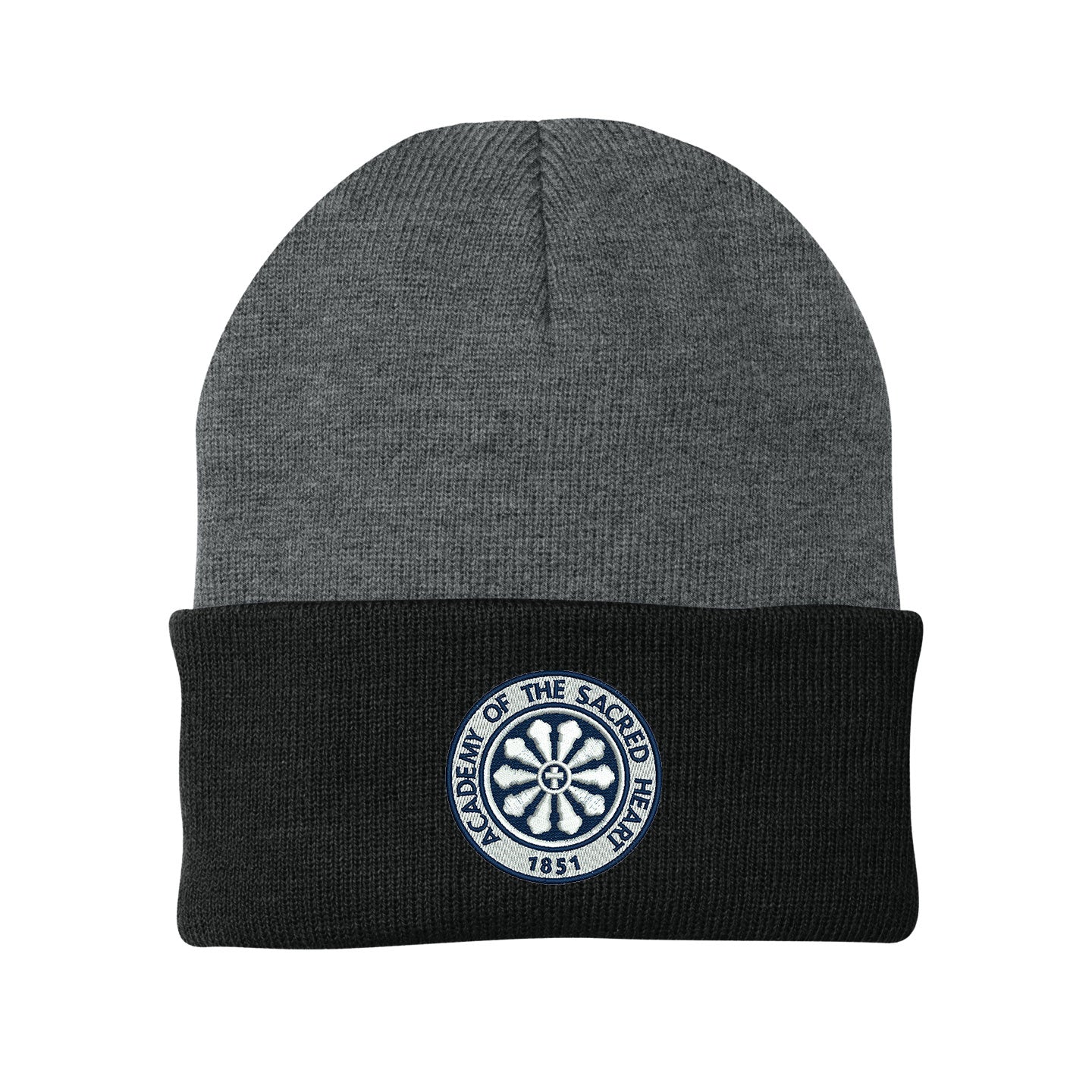 ASH -  Embroidered Rose Window Port & Company Cuff Knit Beanie