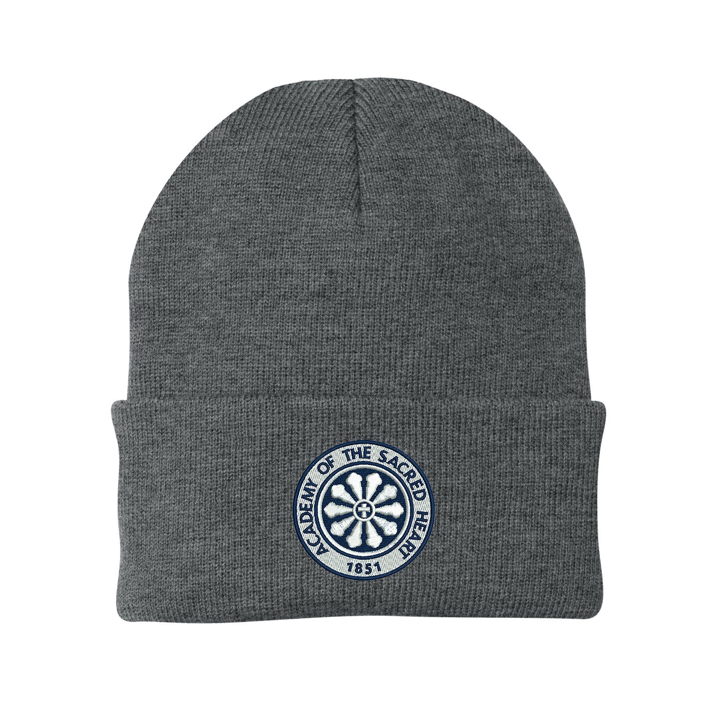 ASH -  Embroidered Rose Window Port & Company Cuff Knit Beanie