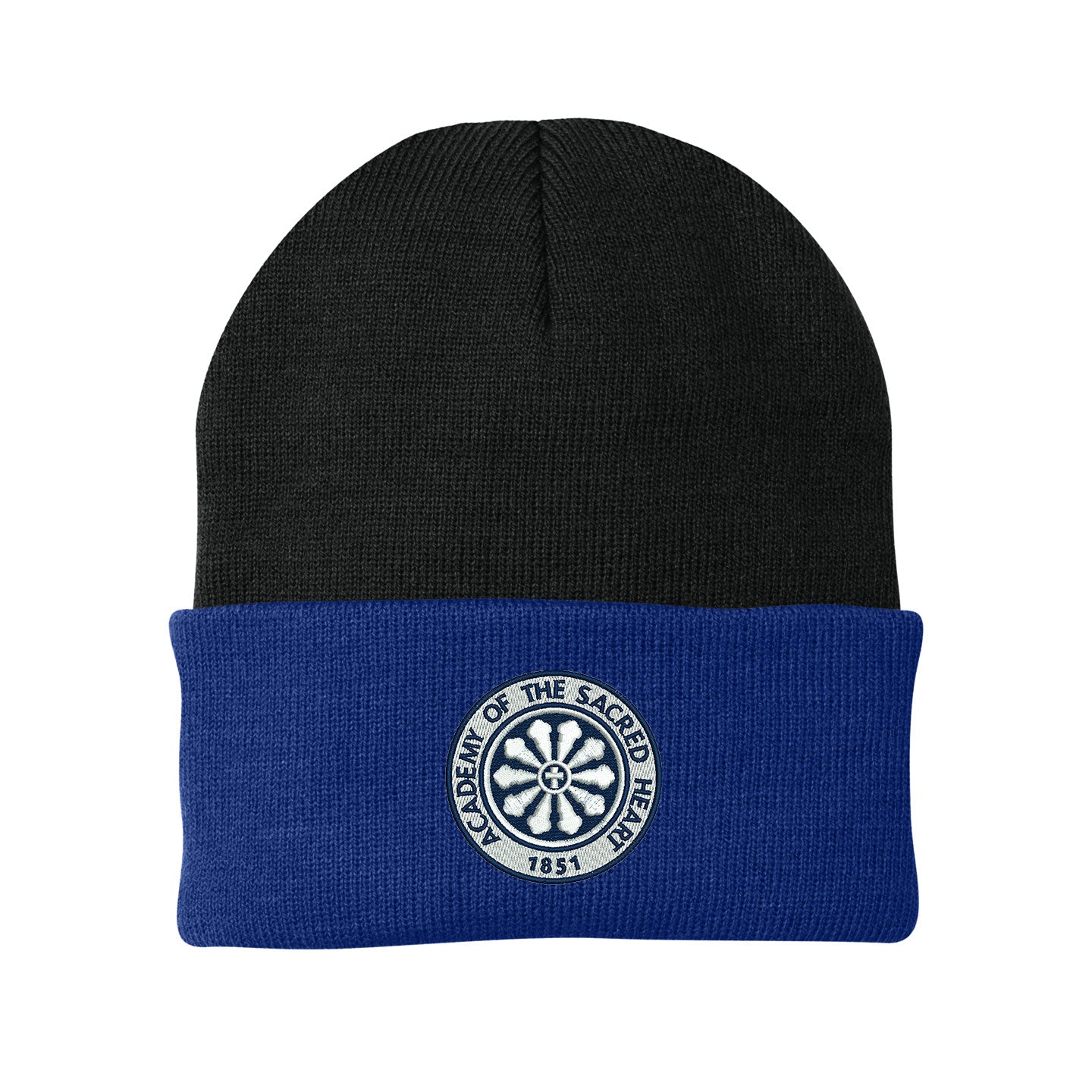ASH -  Embroidered Rose Window Port & Company Cuff Knit Beanie