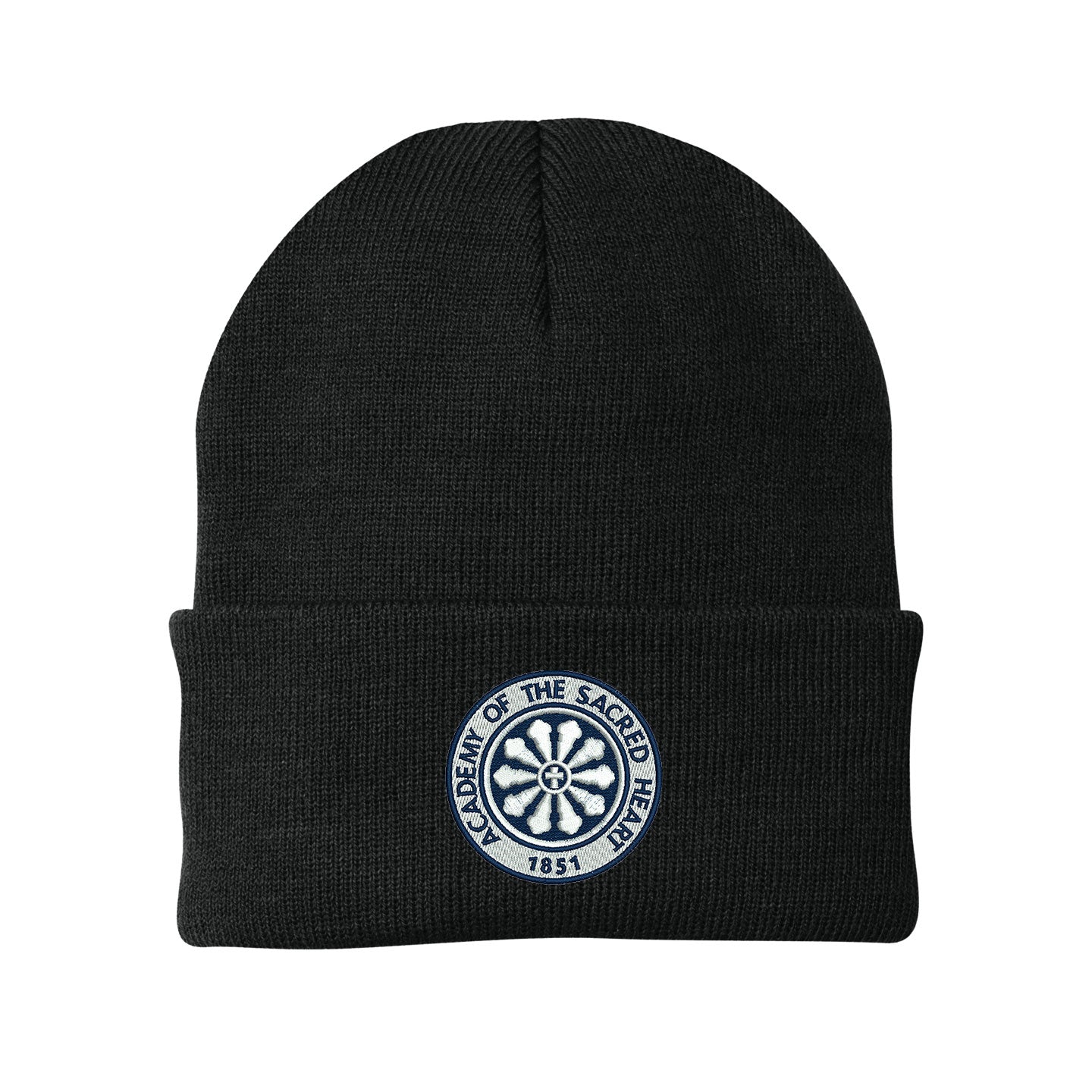 ASH -  Embroidered Rose Window Port & Company Cuff Knit Beanie