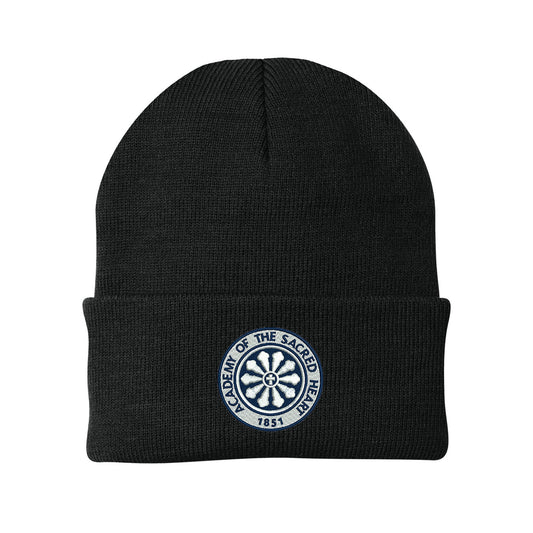 ASH -  Embroidered Rose Window Port & Company Cuff Knit Beanie