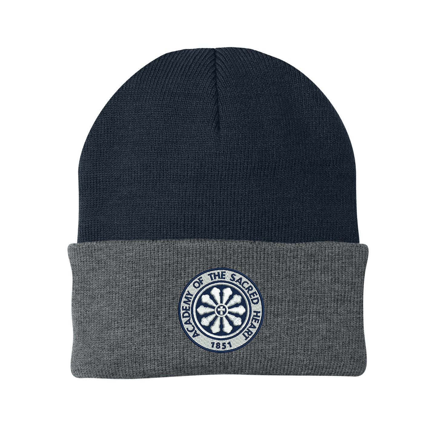 ASH -  Embroidered Rose Window Port & Company Cuff Knit Beanie