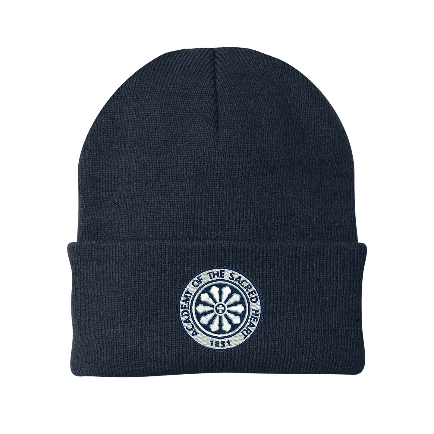 ASH -  Embroidered Rose Window Port & Company Cuff Knit Beanie