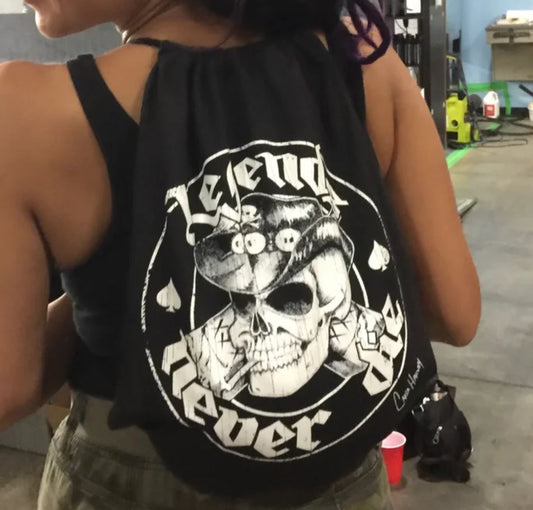 Carla Harvey Cotton Cinch Bag Legends Never Die
