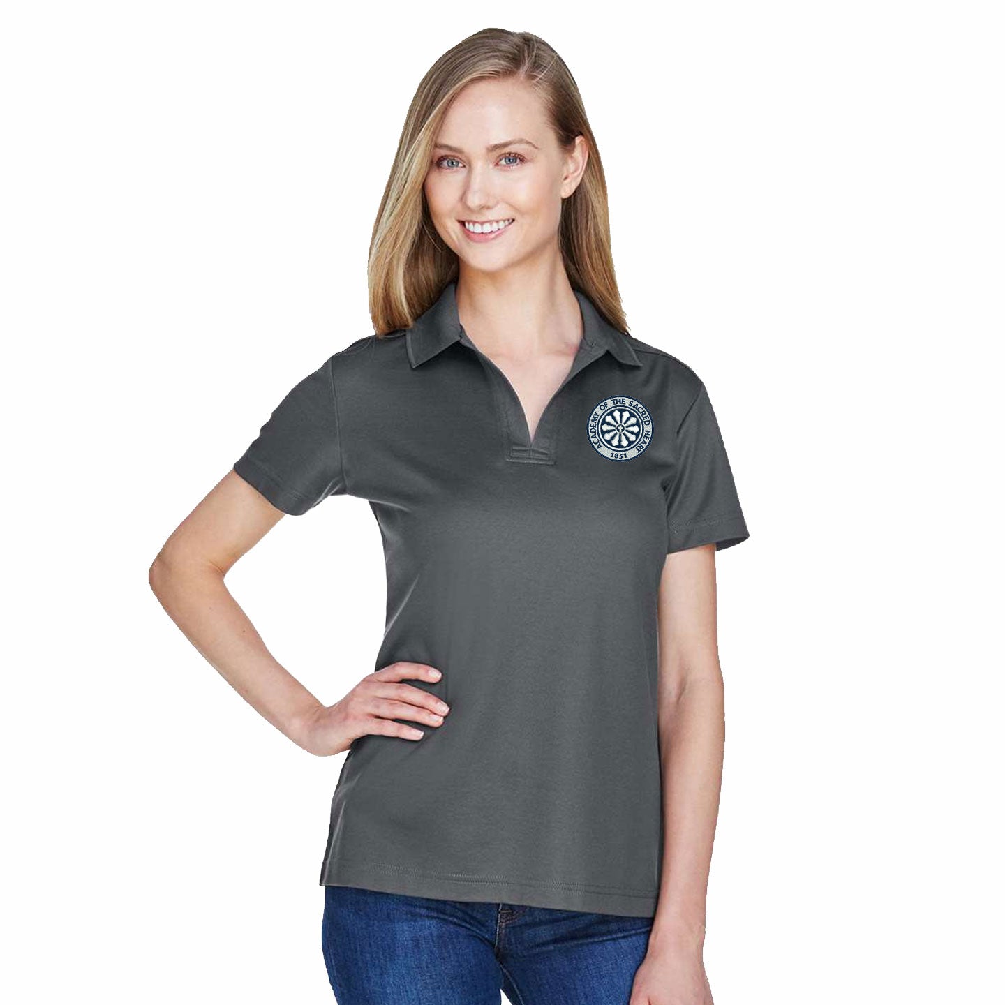 ASH -  Embroidered Rose Window Women's Devon & Jones CrownLux Blend Polo