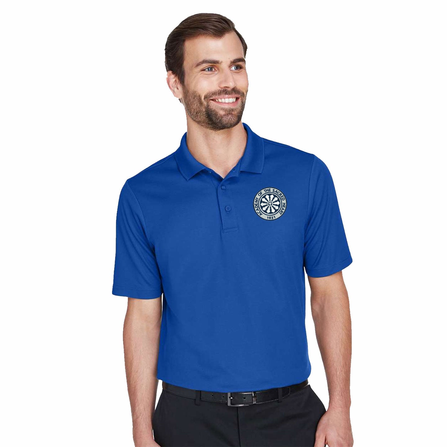 ASH -  Embroidered Rose Window Men's Devon & Jones CrownLux Blend Polo