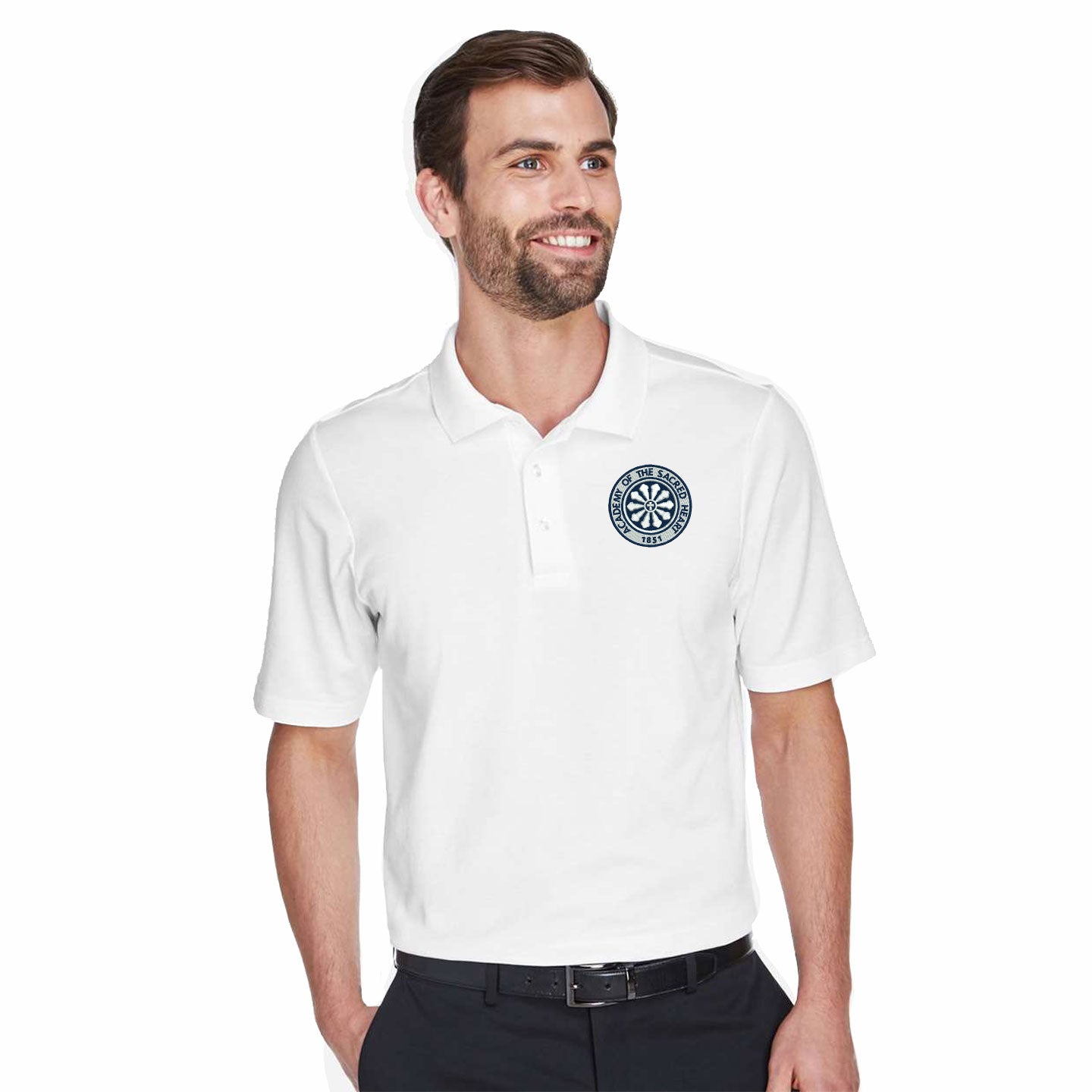 ASH -  Embroidered Rose Window Men's Devon & Jones CrownLux Blend Polo