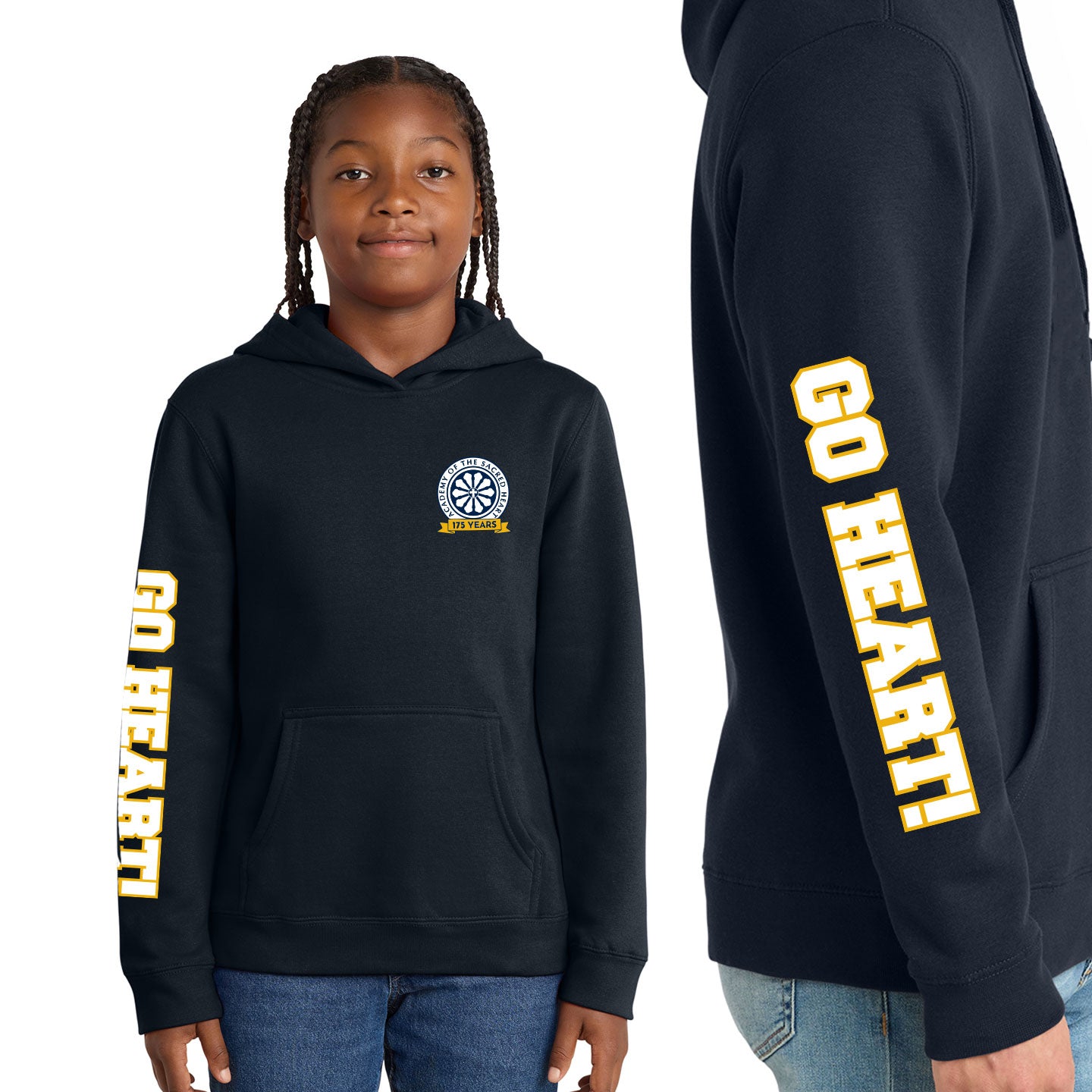 ASH - Go Heart! Printed Youth  District VIT Fleece Pullover Hoodie