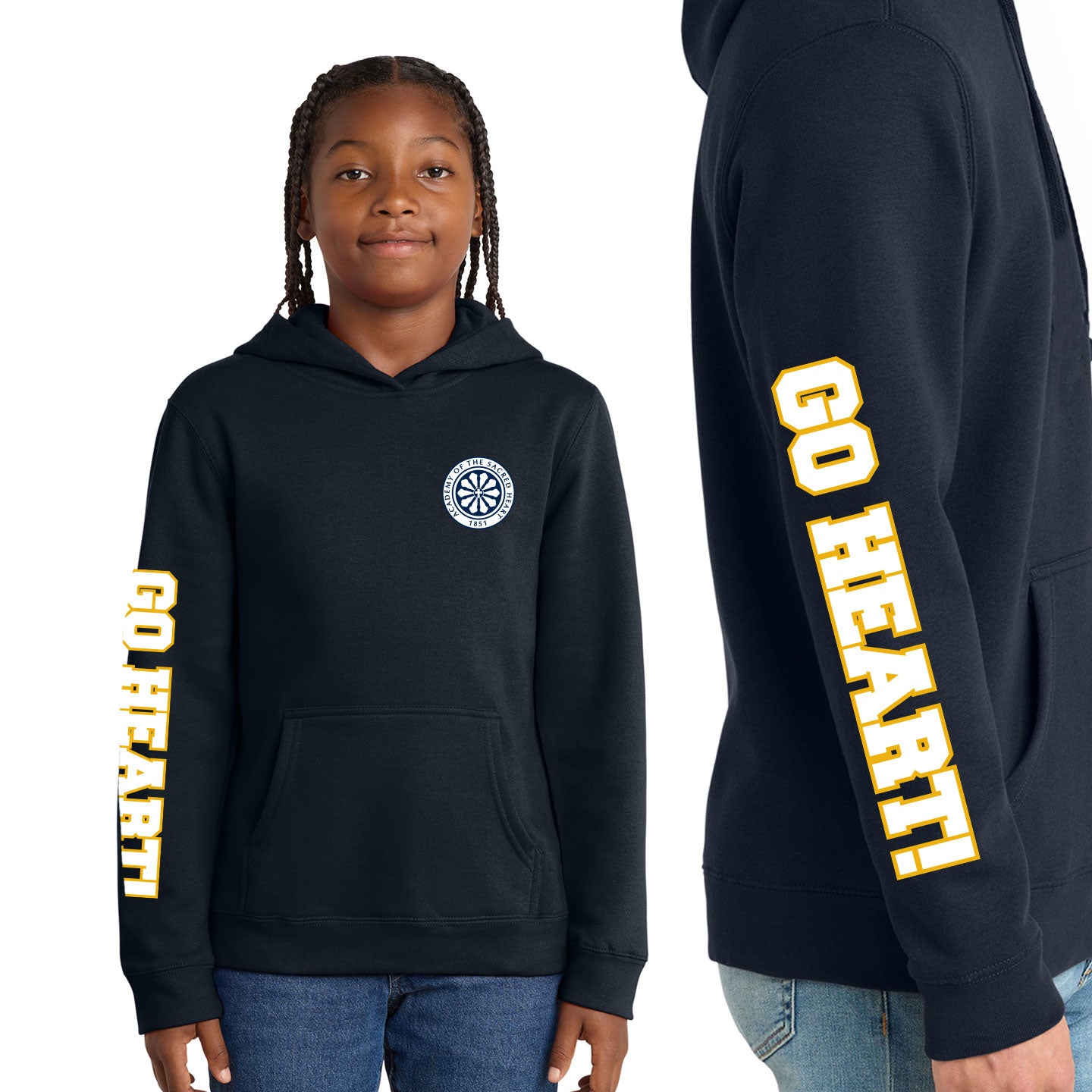 ASH - Go Heart! Printed Youth  District VIT Fleece Pullover Hoodie