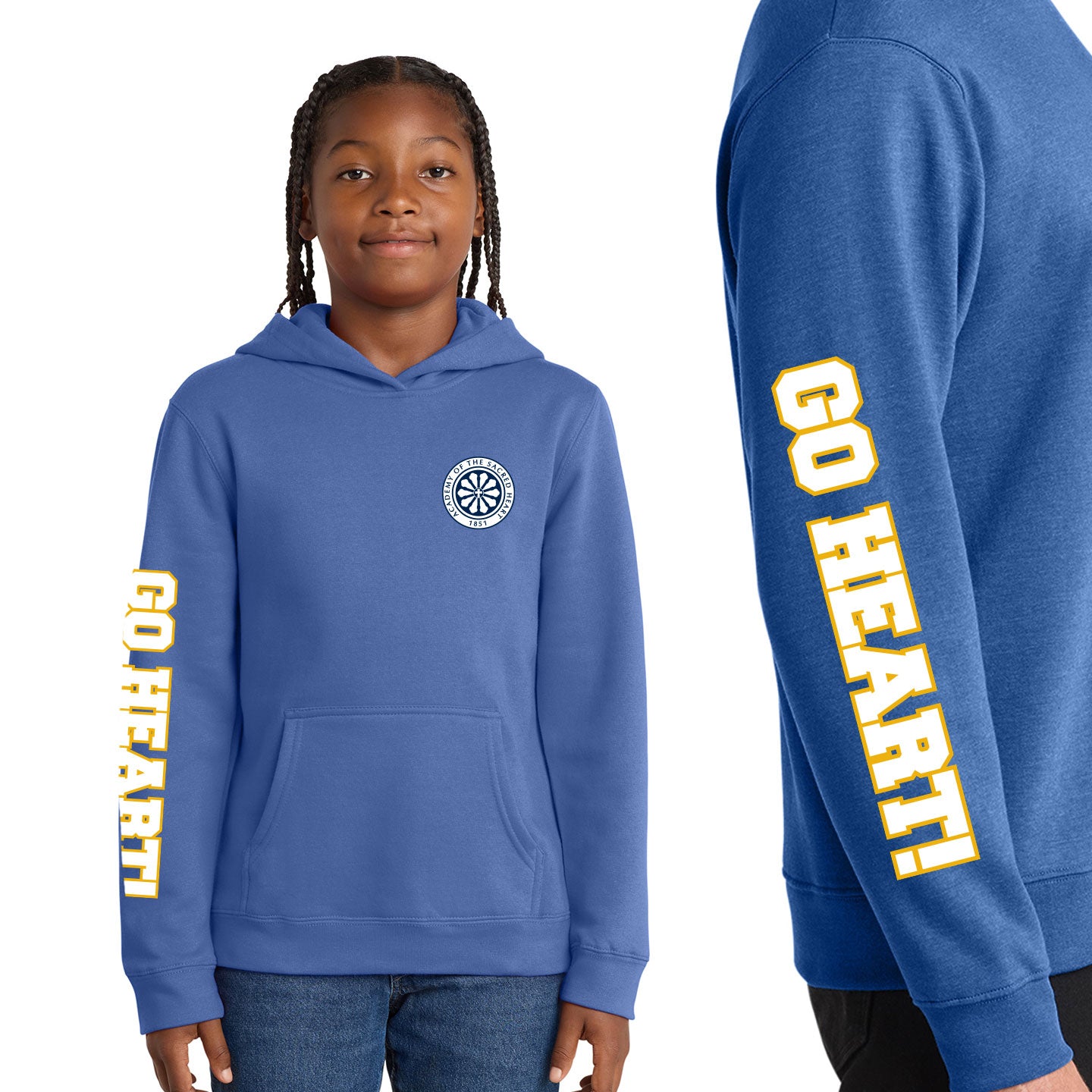 ASH - Go Heart! Printed Youth  District VIT Fleece Pullover Hoodie