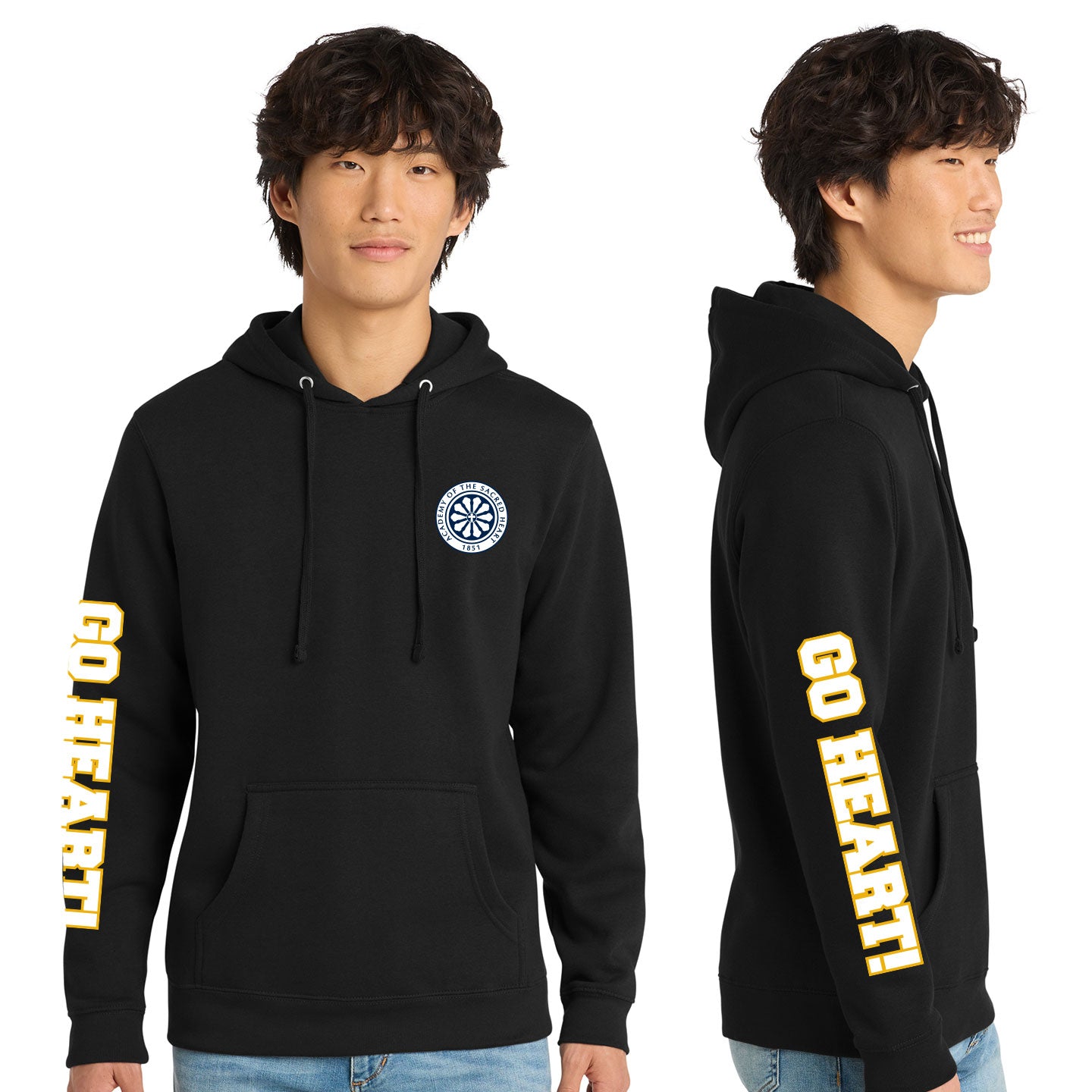 ASH - Go Heart! Printed Unisex District VIT Fleece Pullover Hoodie