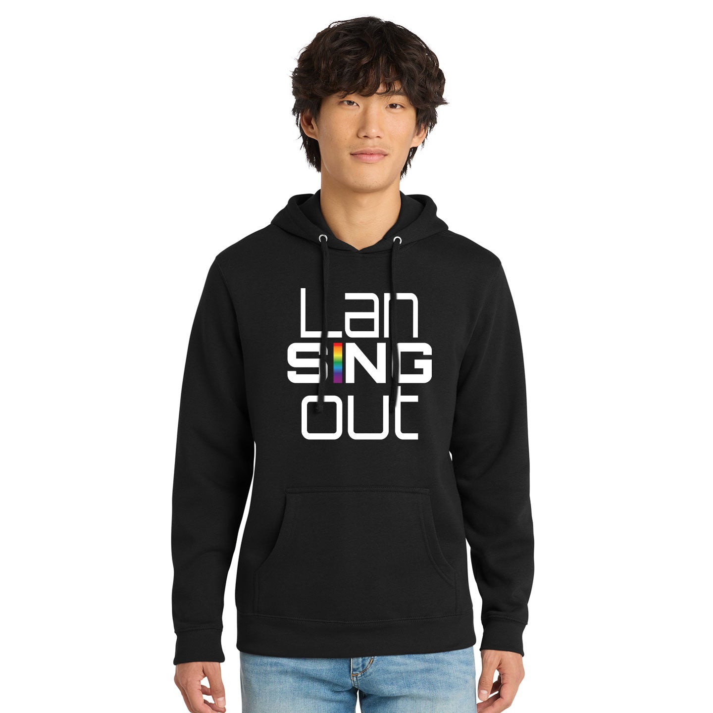 LanSINGout - Stacked Logo Printed Unisex District VIT Fleece Pullover Hoodie