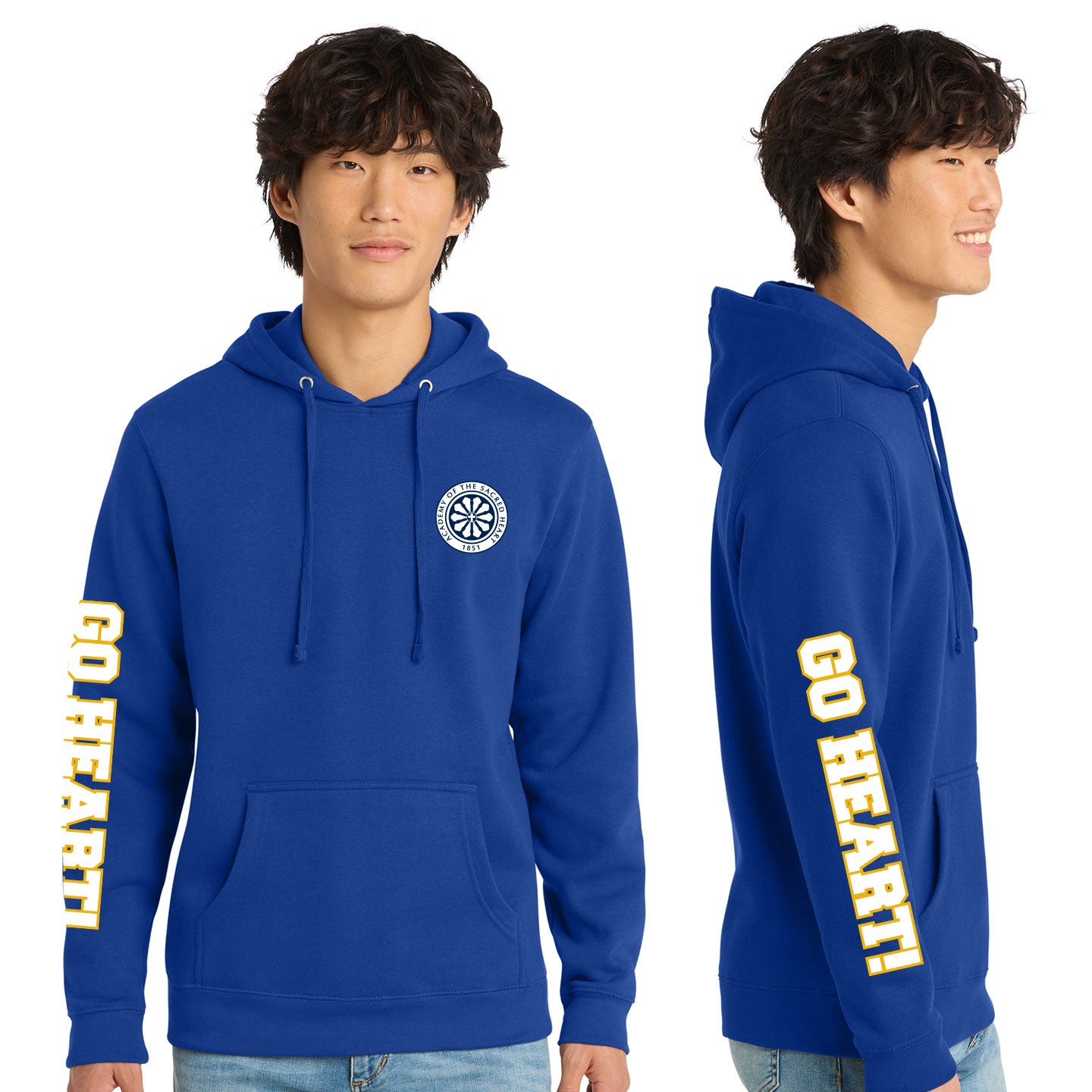 ASH - Go Heart! Printed Unisex District VIT Fleece Pullover Hoodie