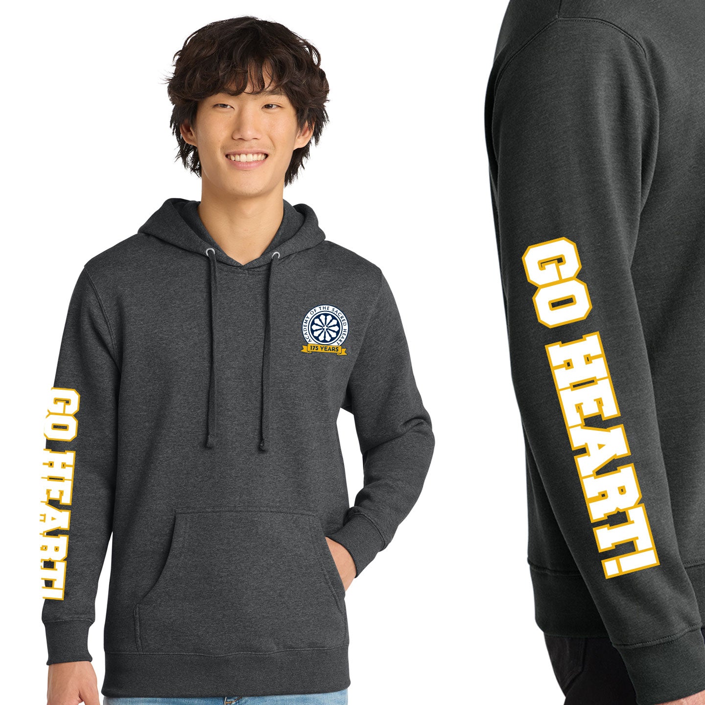 ASH - Go Heart! Printed Unisex District VIT Fleece Pullover Hoodie