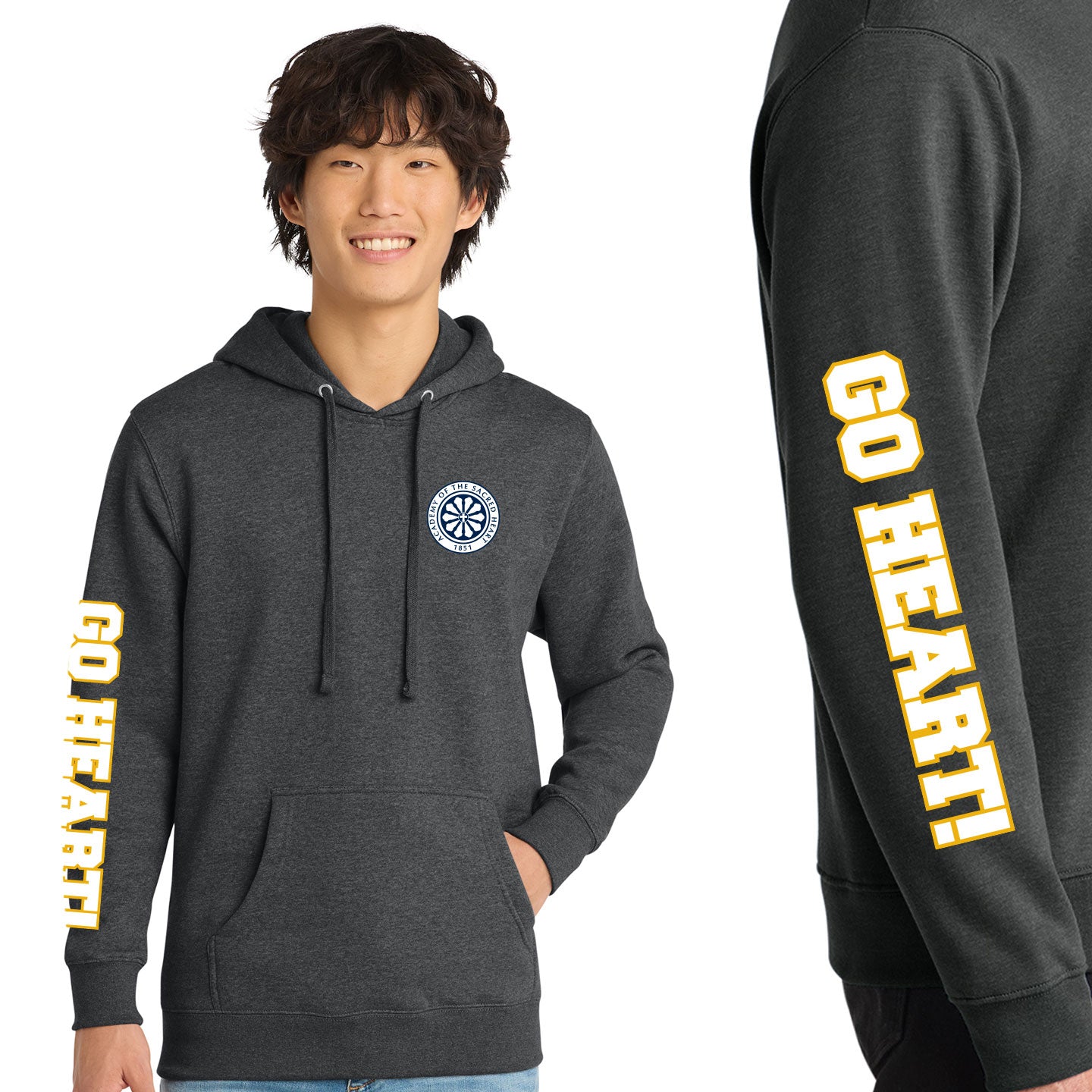 ASH - Go Heart! Printed Unisex District VIT Fleece Pullover Hoodie