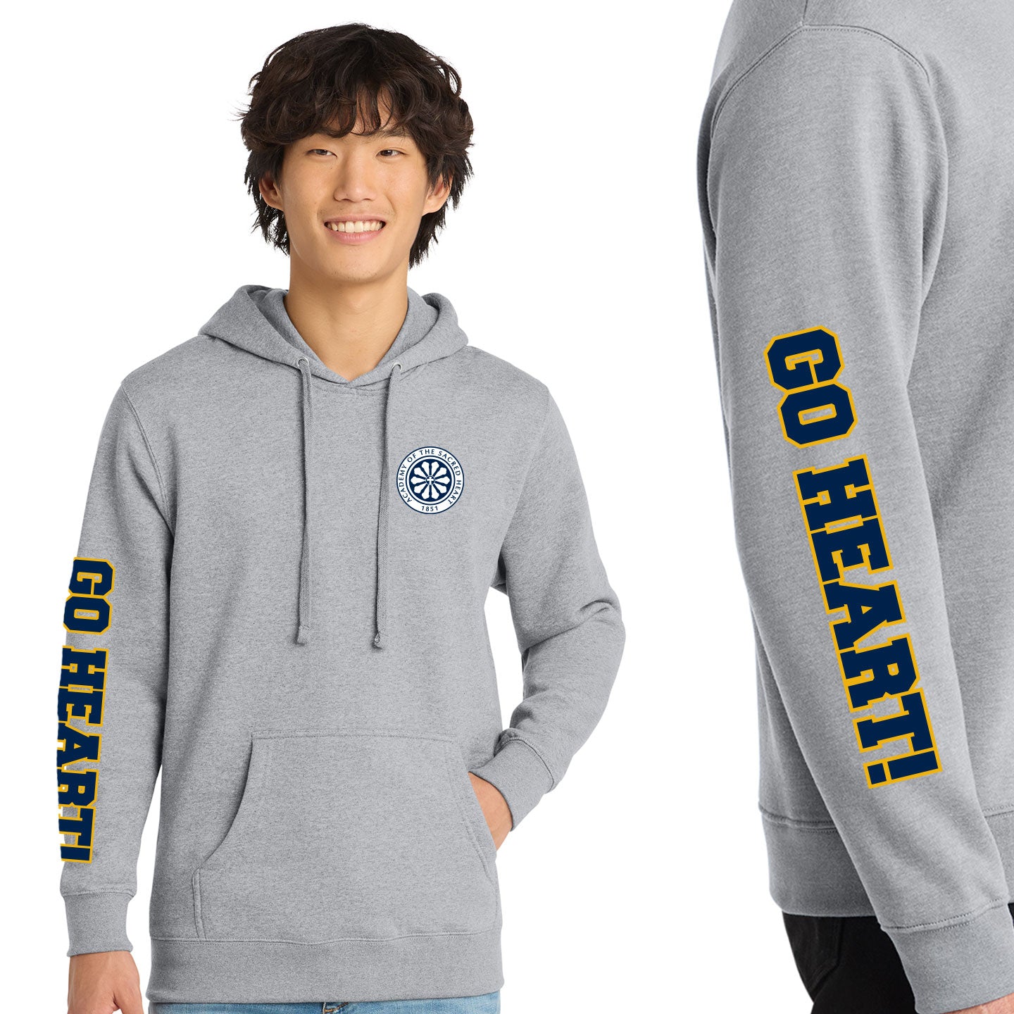 ASH - Go Heart! Printed Unisex District VIT Fleece Pullover Hoodie