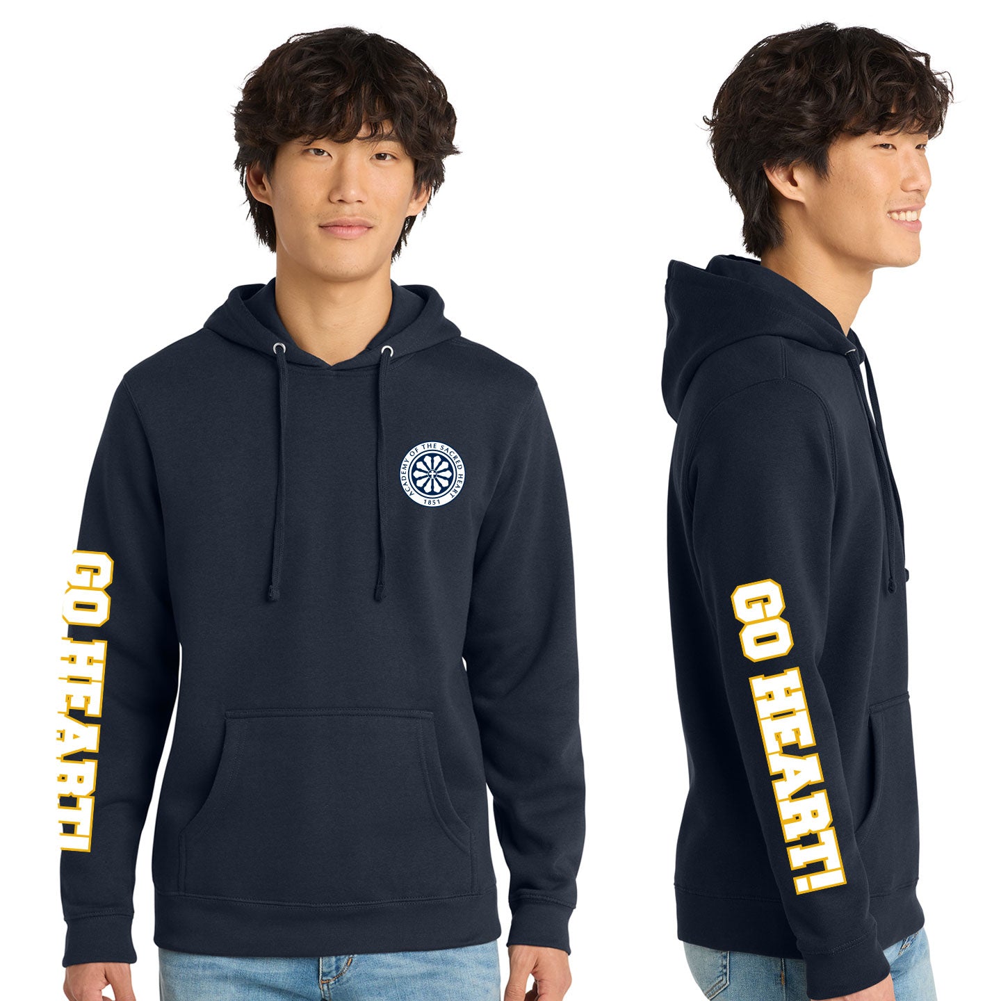 ASH - Go Heart! Printed Unisex District VIT Fleece Pullover Hoodie
