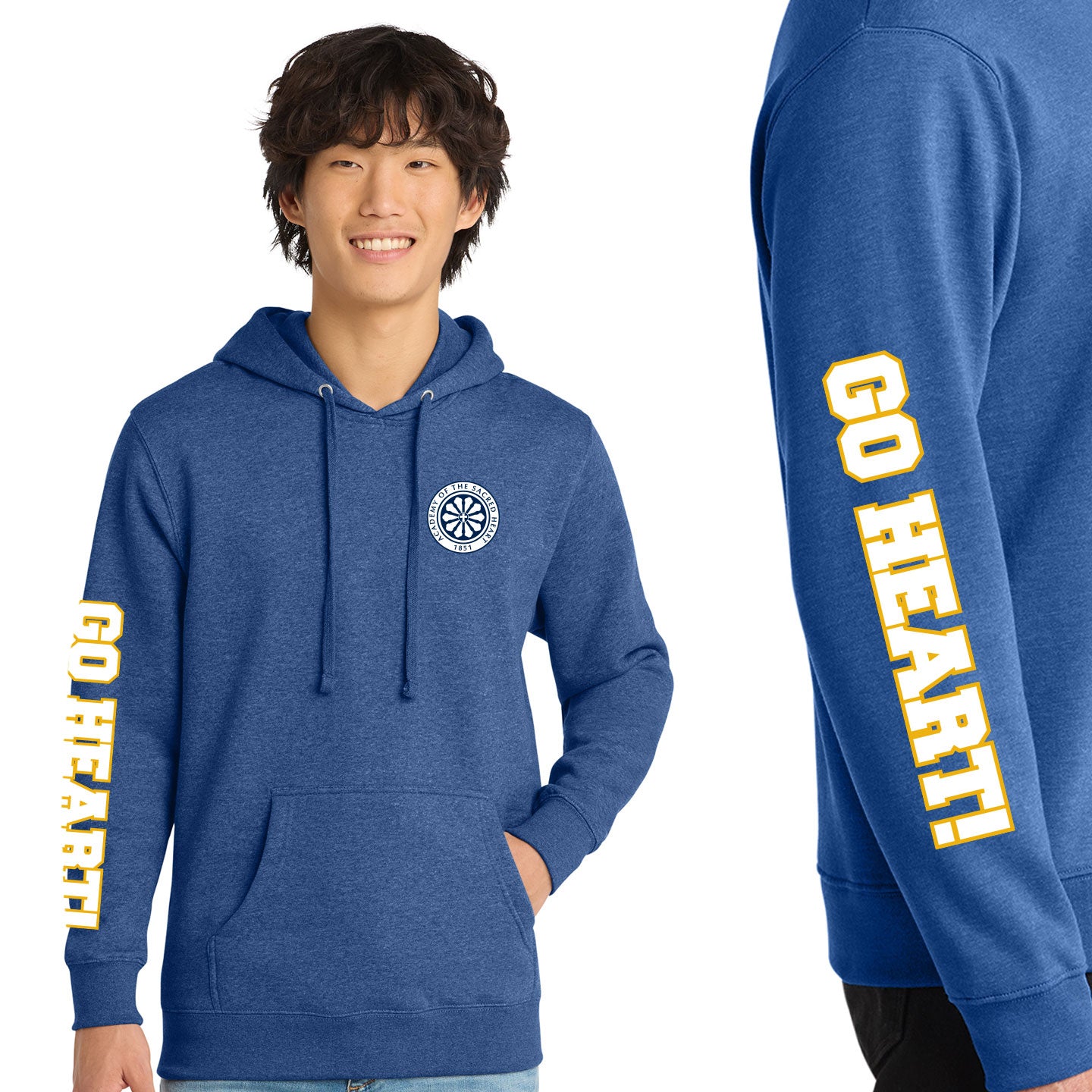 ASH - Go Heart! Printed Unisex District VIT Fleece Pullover Hoodie