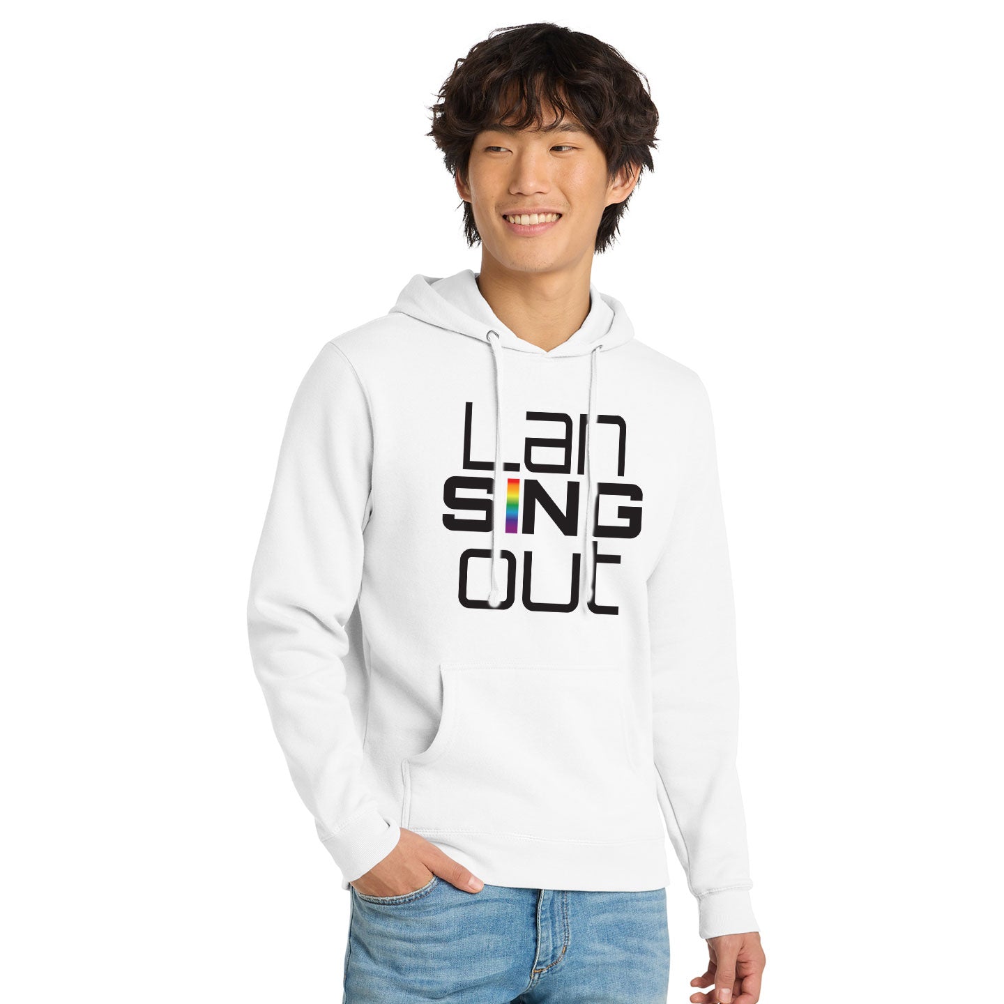 LanSINGout - Stacked Logo Printed Unisex District VIT Fleece Pullover Hoodie
