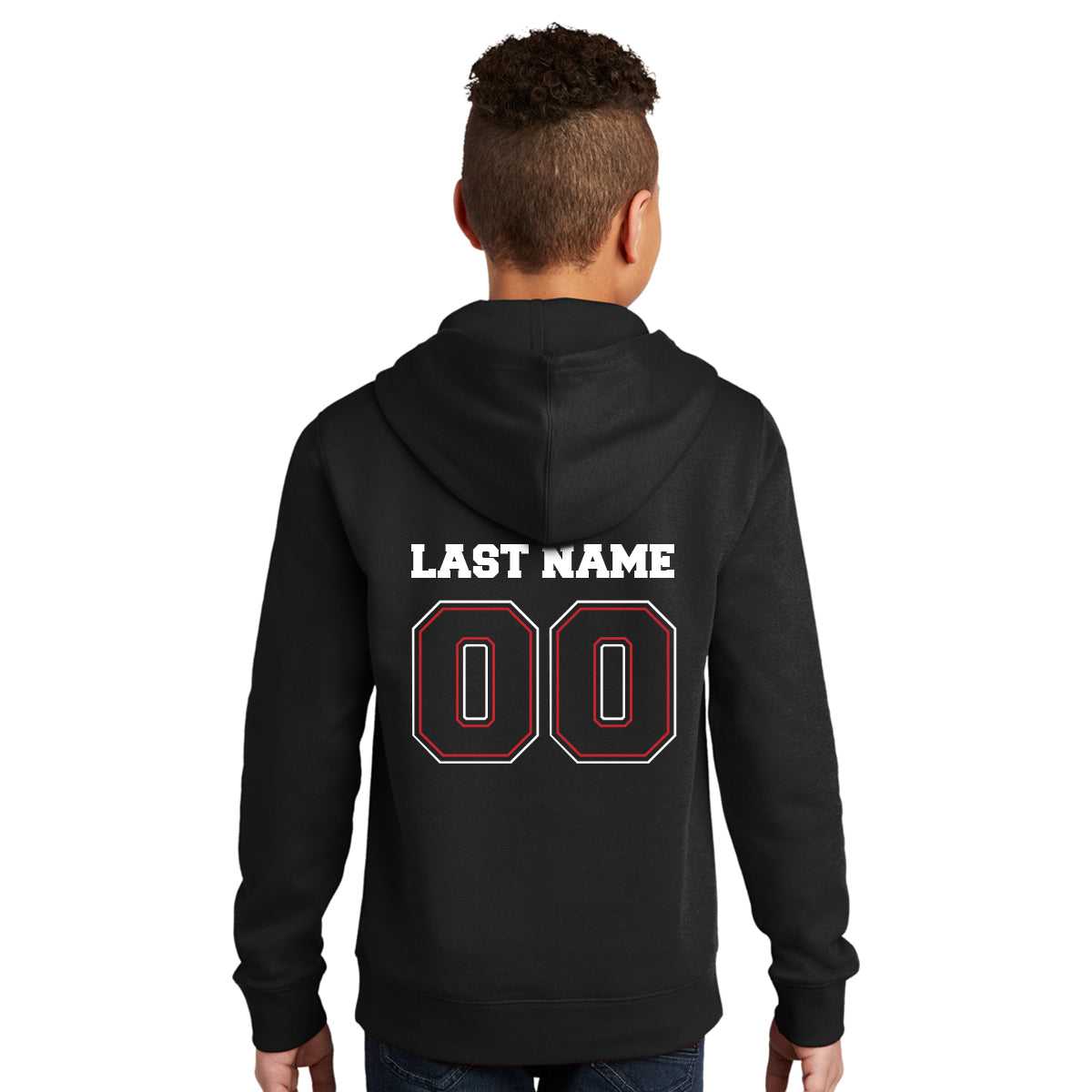 Roseville MS Panthers Football - Personalized District VIT Youth Fleece Hoodie FRONT LOGO + NAME NUMBER