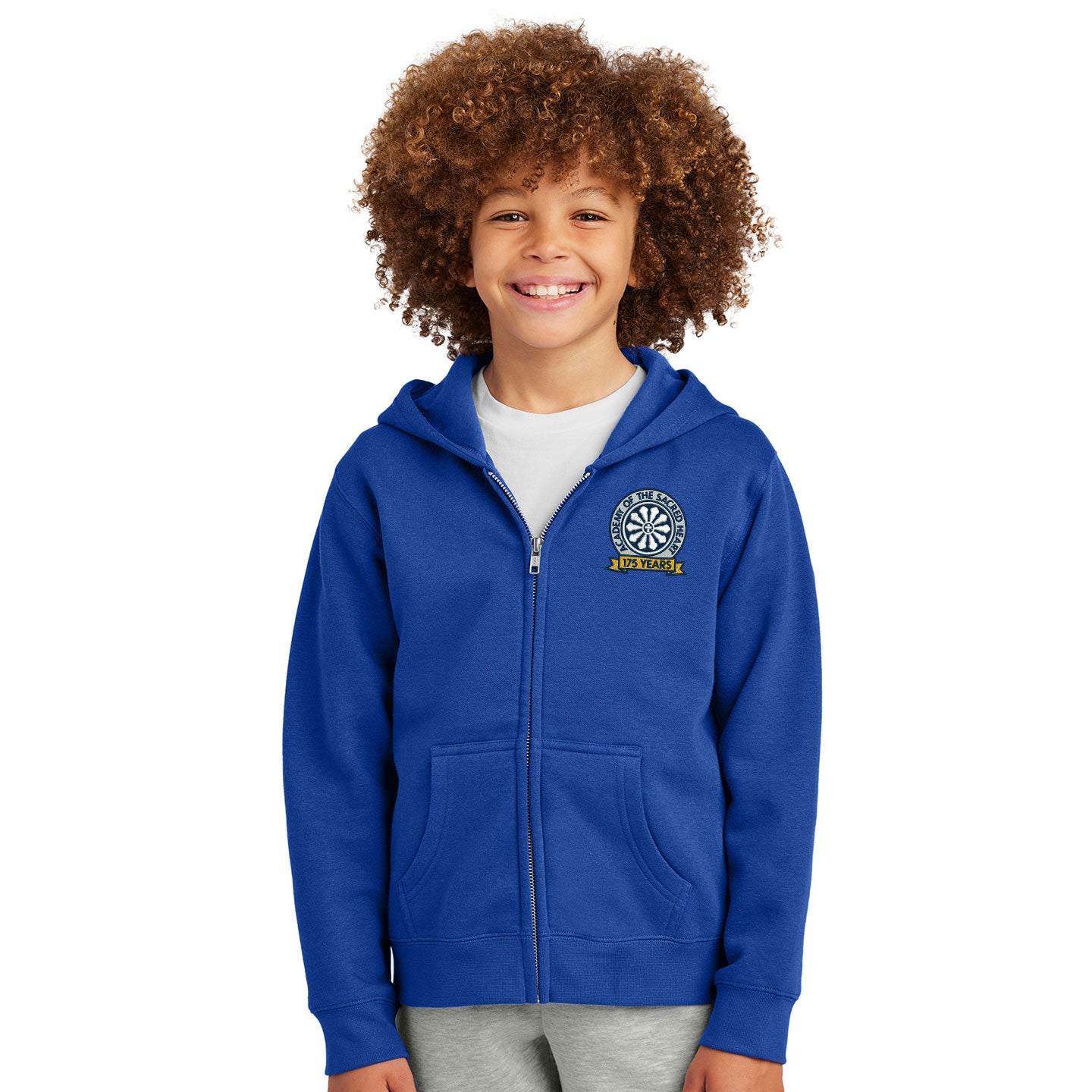 ASH - Embroidered 175 Years Youth  District VIT Fleece Zip-Hoodie