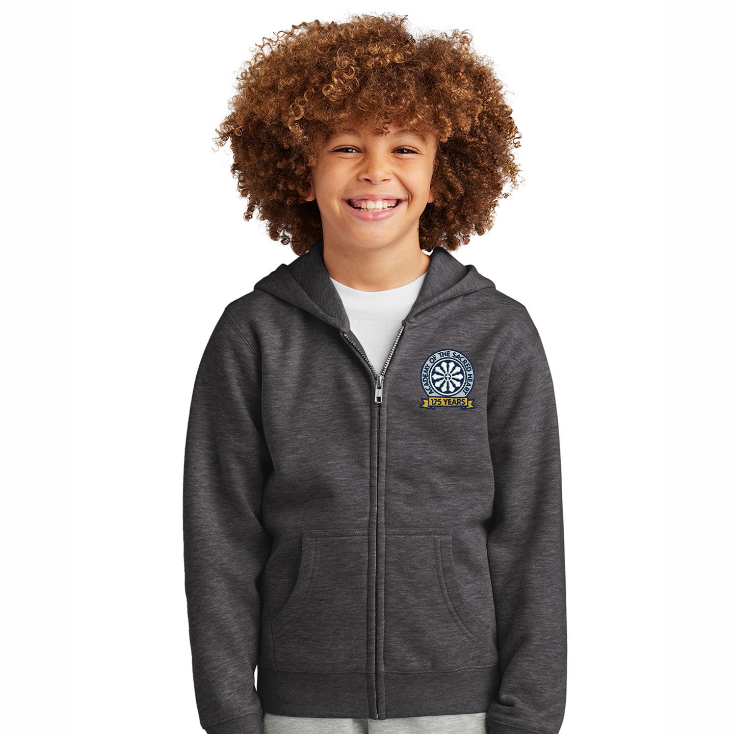 ASH - Embroidered 175 Years Youth  District VIT Fleece Zip-Hoodie
