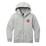 New City School - Red Circle Left Chest Print  -District Fleece Full Zip Youth Hoodie