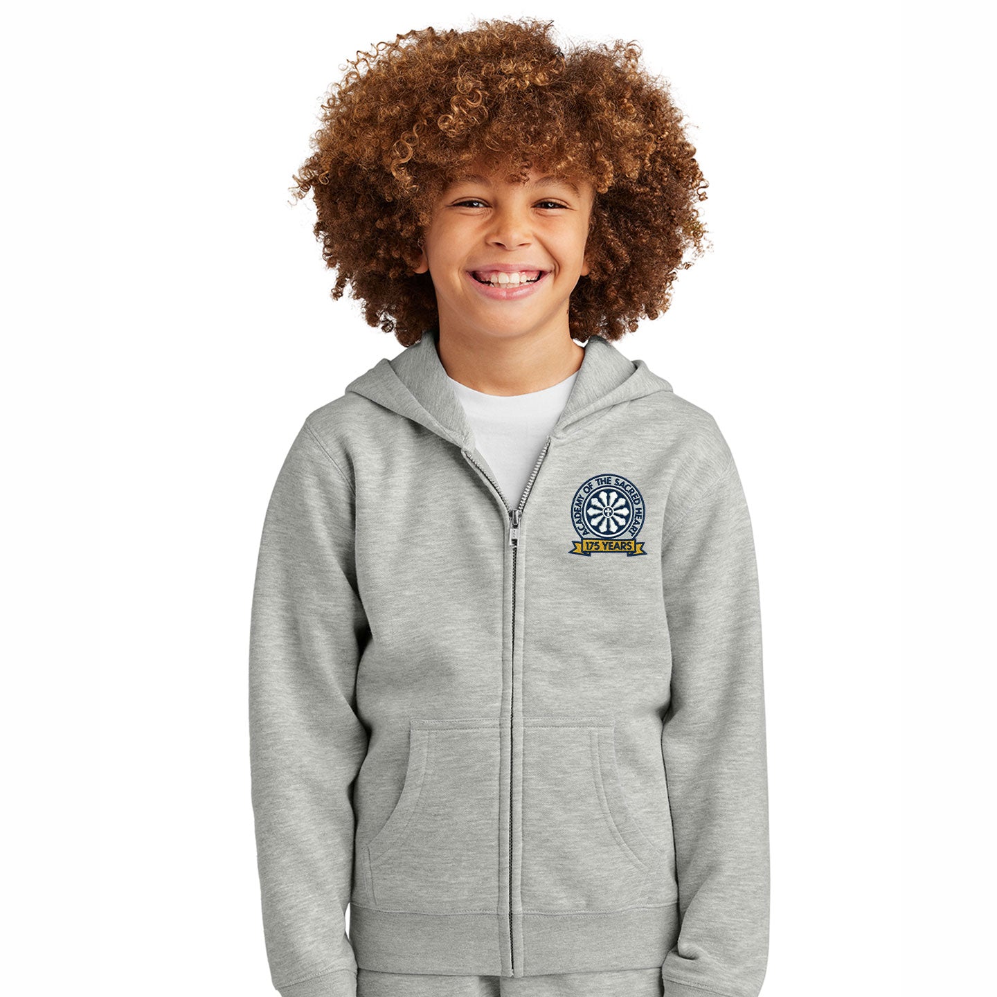 ASH - Embroidered 175 Years Youth  District VIT Fleece Zip-Hoodie