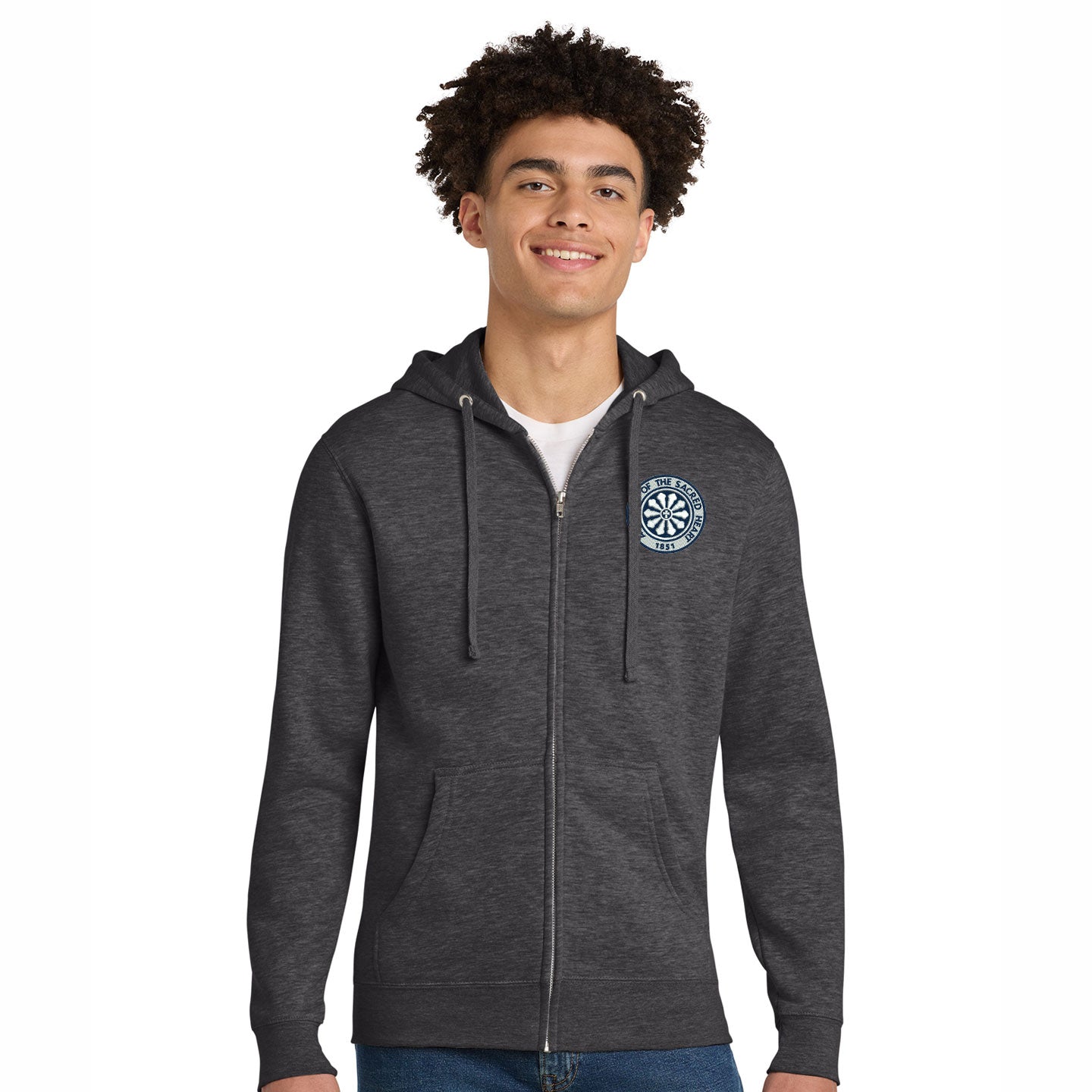 ASH - Embroidered Rose Window Unisex  District VIT Fleece Zip-Hoodie