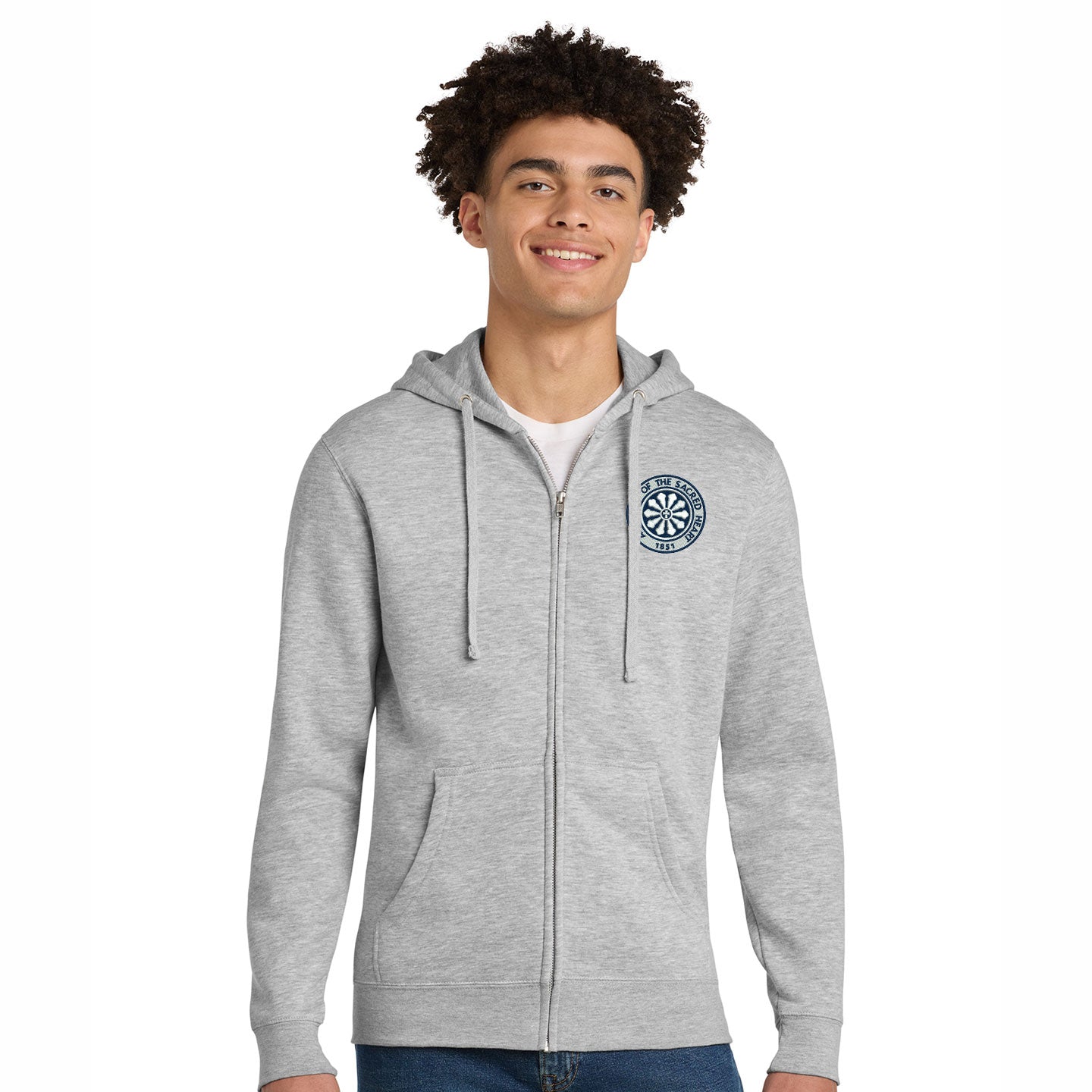 ASH - Embroidered Rose Window Unisex  District VIT Fleece Zip-Hoodie