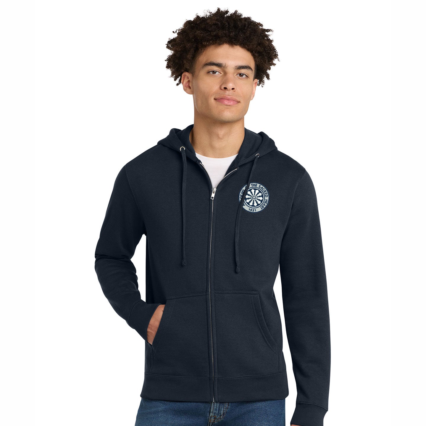 ASH - Embroidered Rose Window Unisex  District VIT Fleece Zip-Hoodie