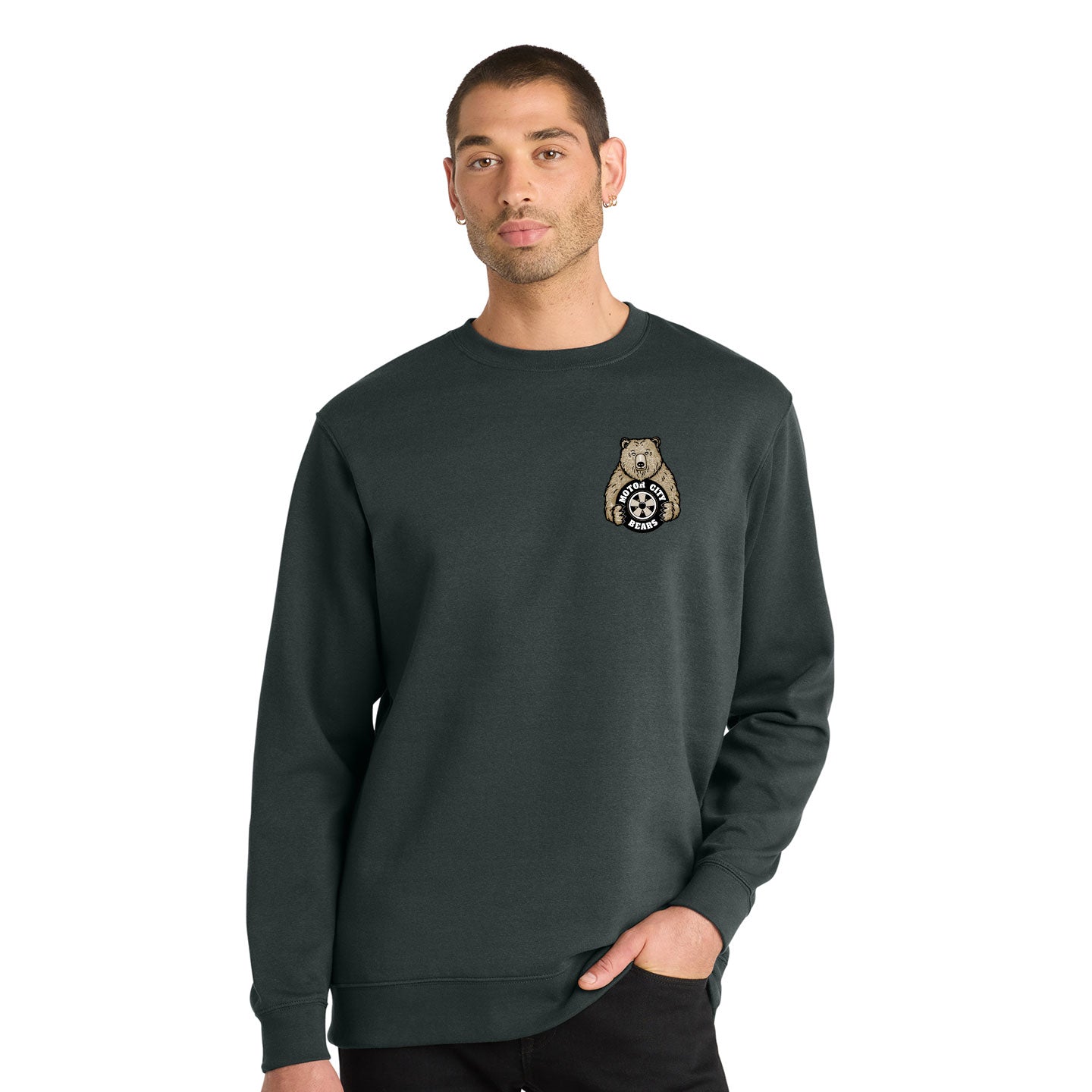 Motor City Bears - Printed Crest District V.I.T. Fleece Crew Neck Sweatshirt