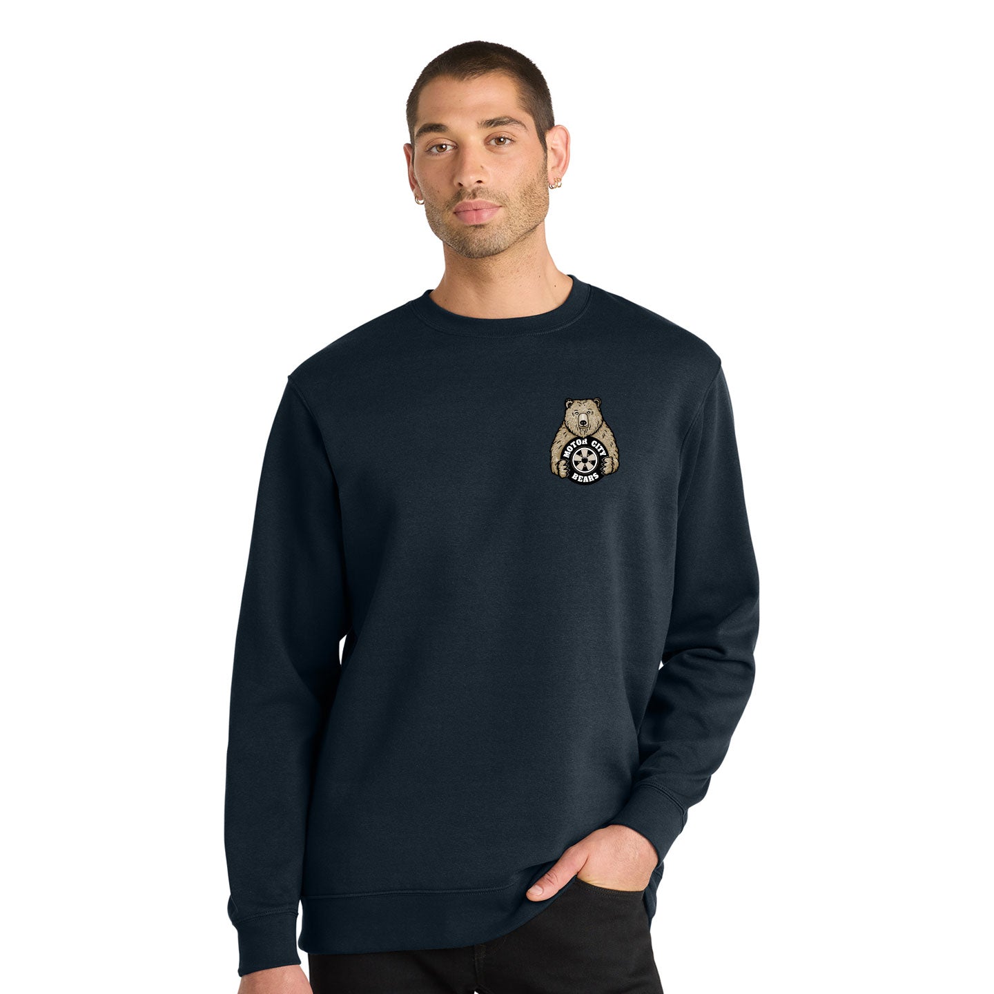 Motor City Bears - Printed Crest District V.I.T. Fleece Crew Neck Sweatshirt