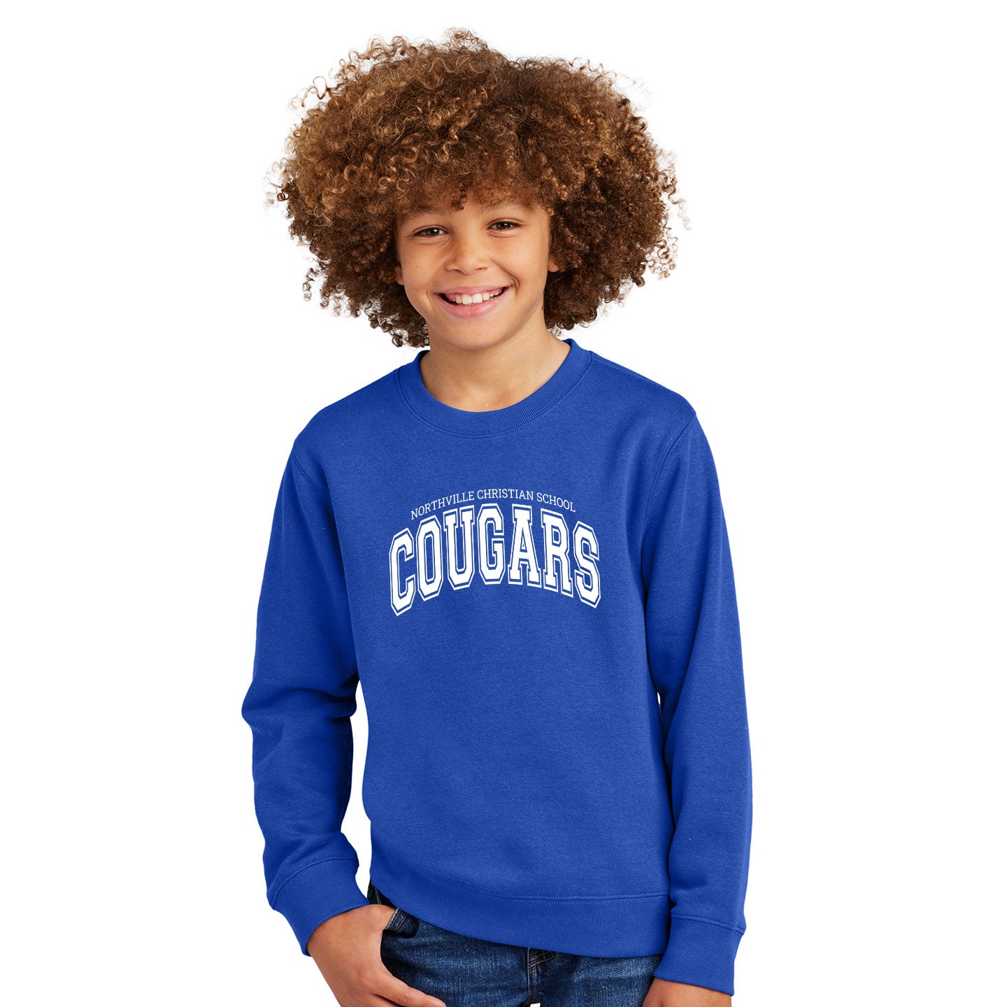 NVCS - Cougars Wordmark District Youth V.I.T. Fleece Crew